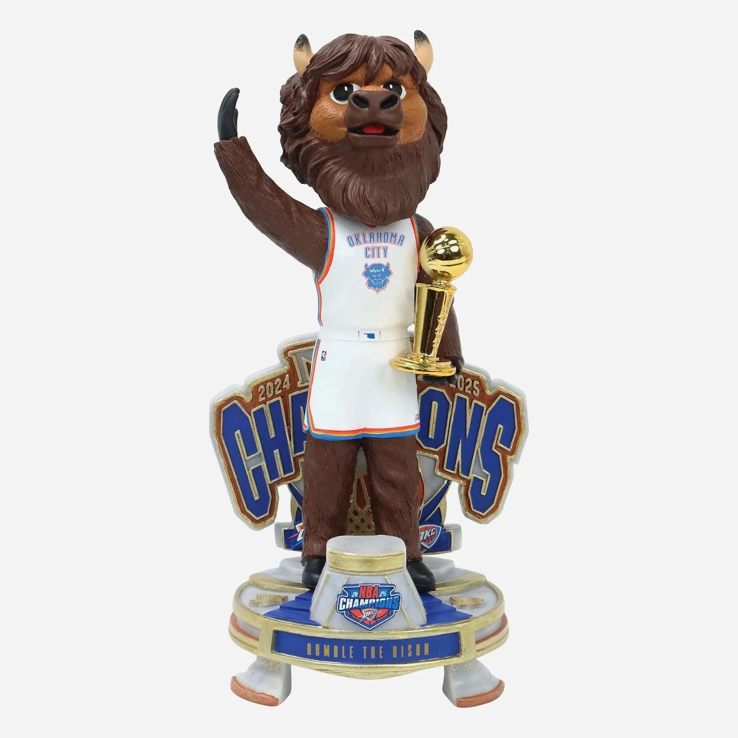 Rumble The Bison Oklahoma City Thunder 2025 NBA Champions Celebration Mascot Bobblehead