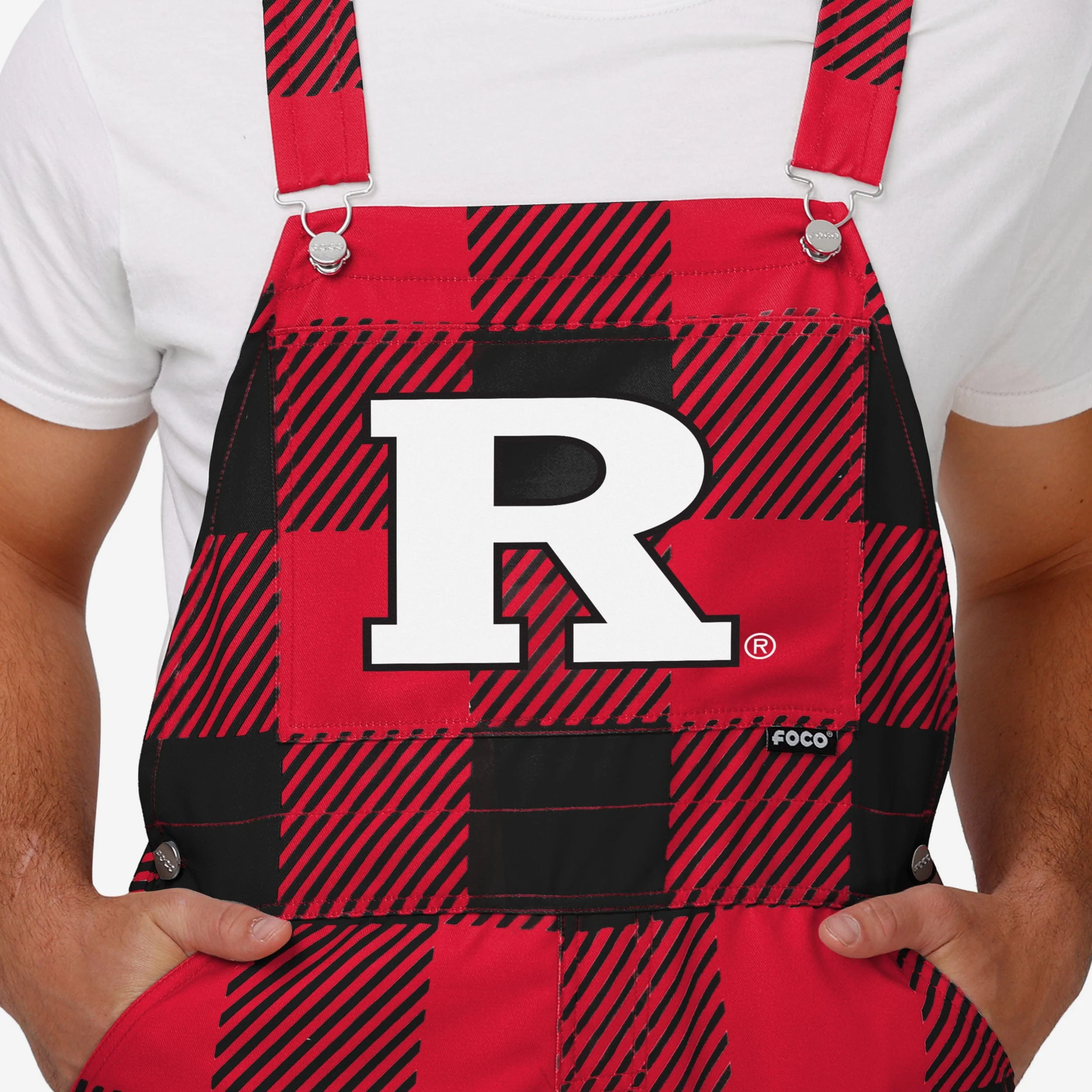 Rutgers Scarlet Knights Mens Plaid Bib Overalls - Image 4