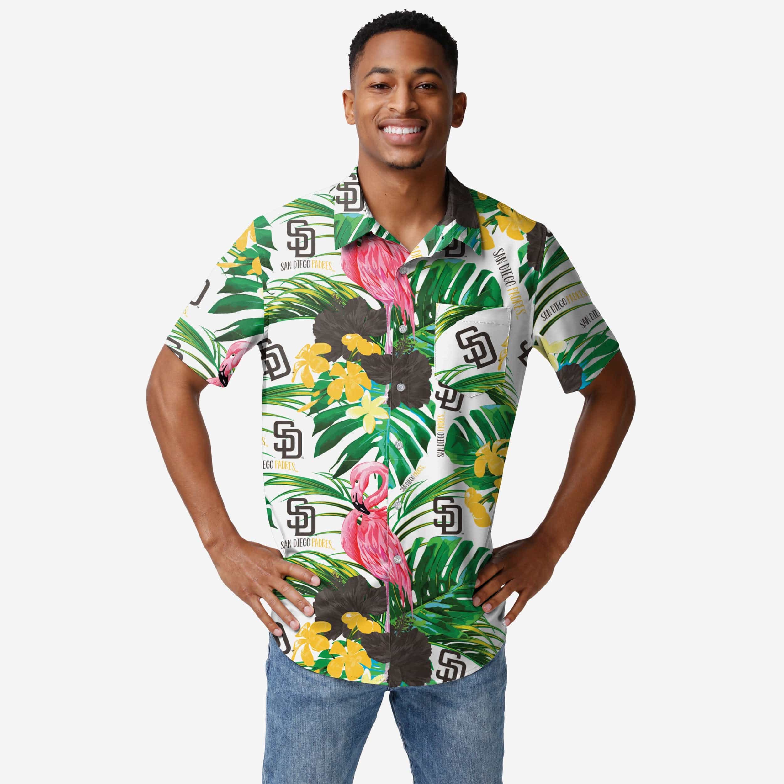 San Diego Padres Flamingo Button Up Shirt