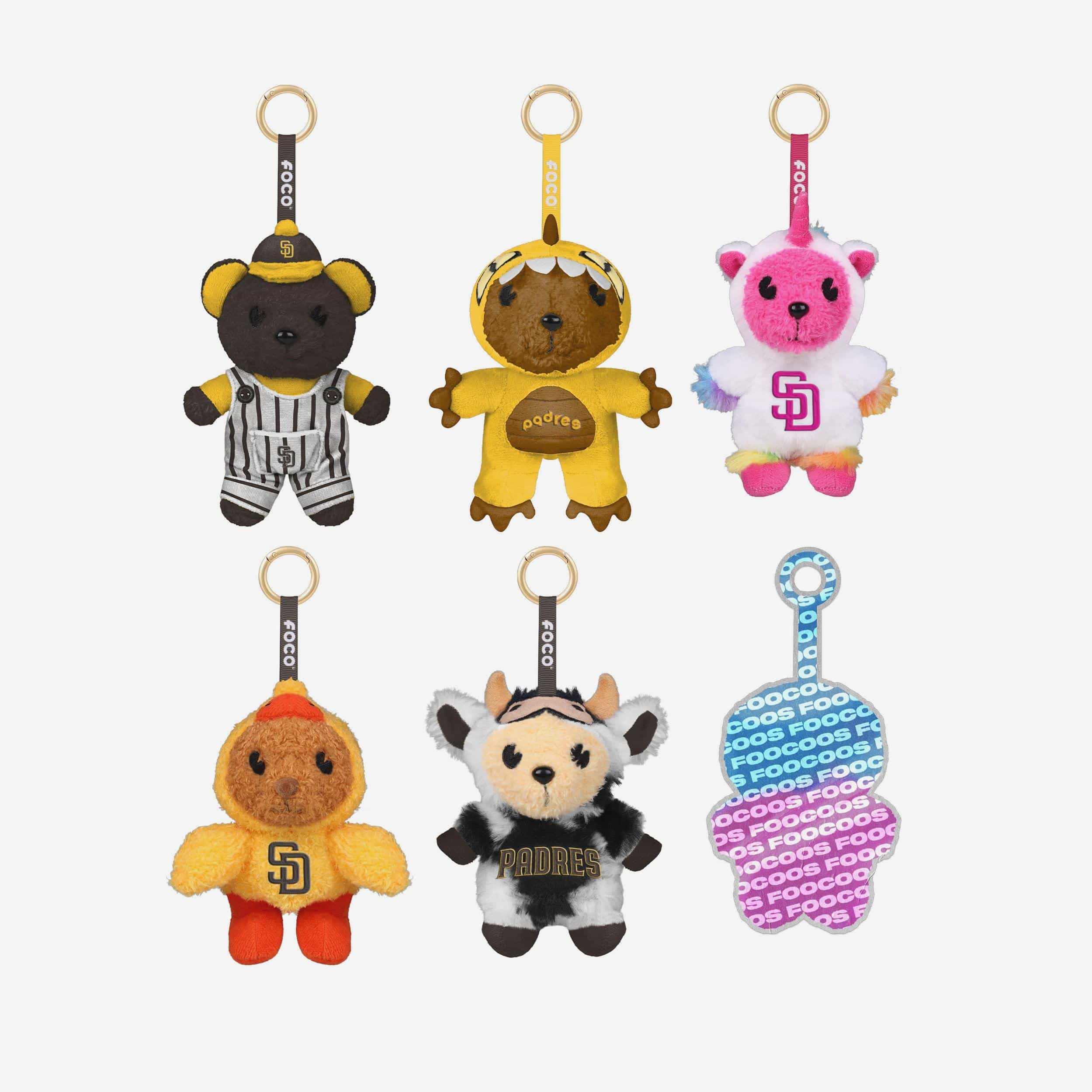 San Diego Padres FOOCOOS Plush Bag Charm Keychain Blind Box Series 1
