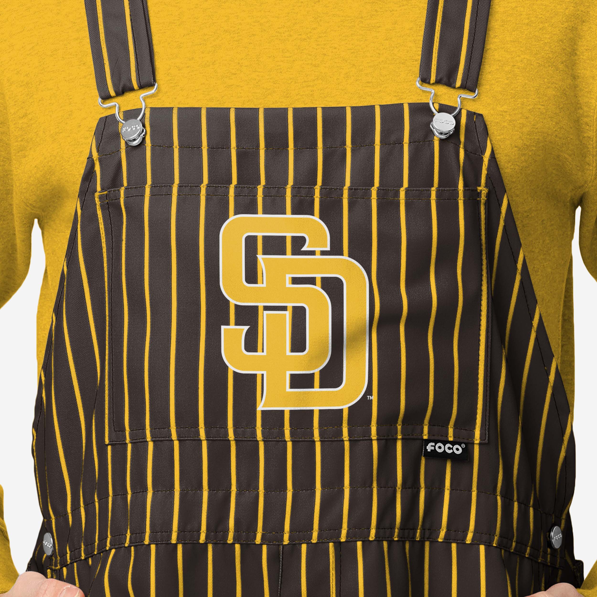 San Diego Padres Mens Pinstripe Bib Shortalls - Image 4