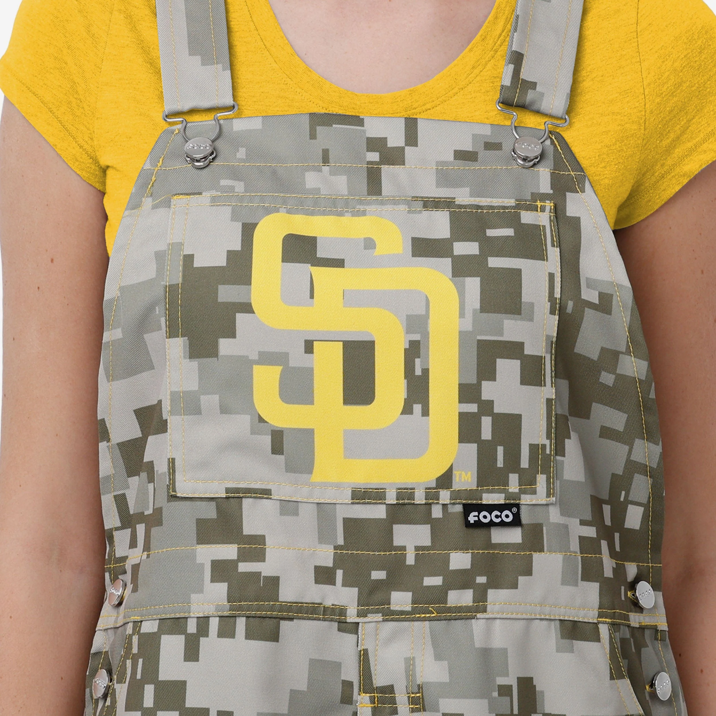 San Diego Padres Womens Digital Camo Thematic Bib Overalls - Image 4