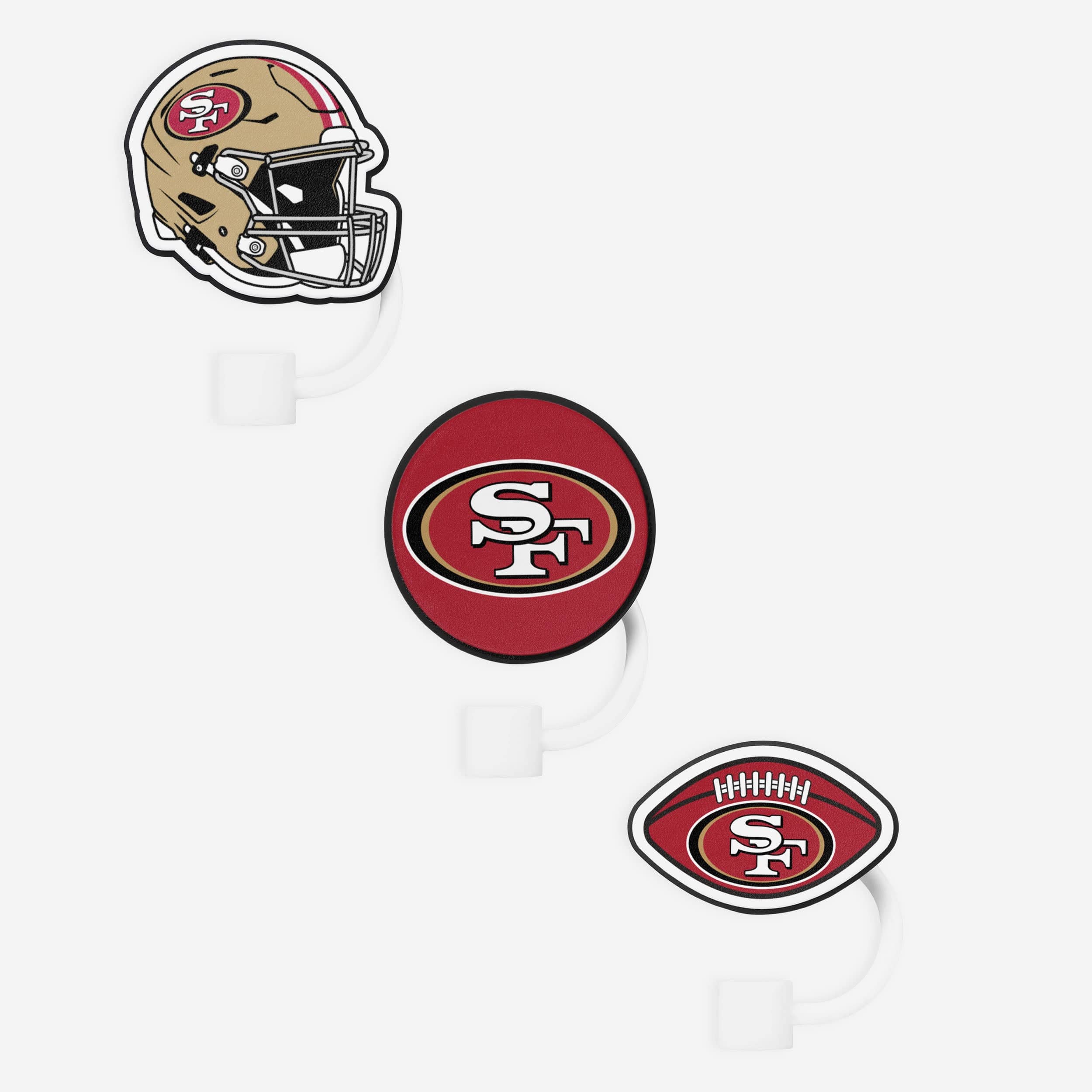 San Francisco 49ers 3 Pack Primary Logo Straw Toppers - Image 3