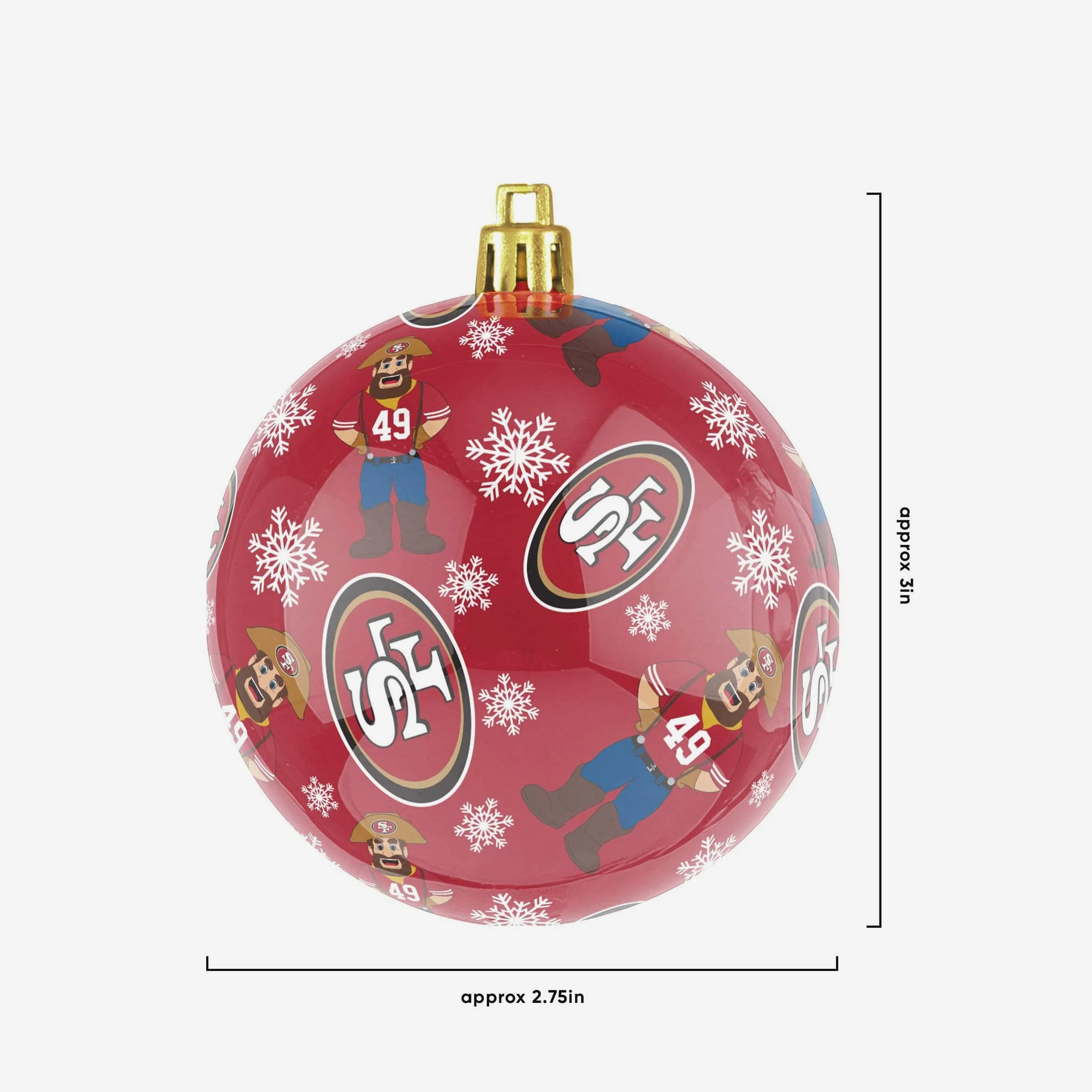San Francisco 49ers 4 Pack Ball Mascot Ornament Set - Image 3