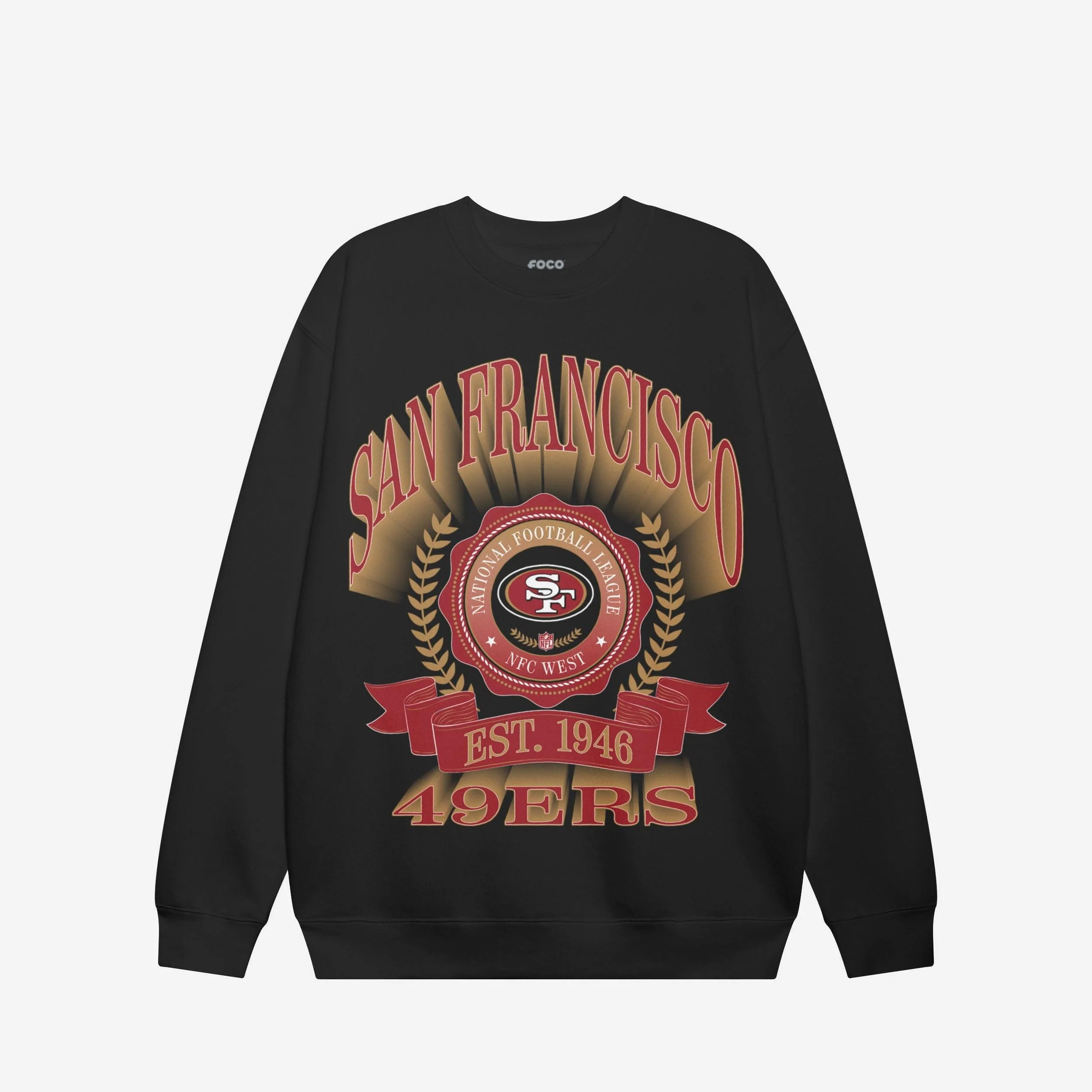 San Francisco 49ers Banner Crest Crew Neck Sweatshirt - Image 3
