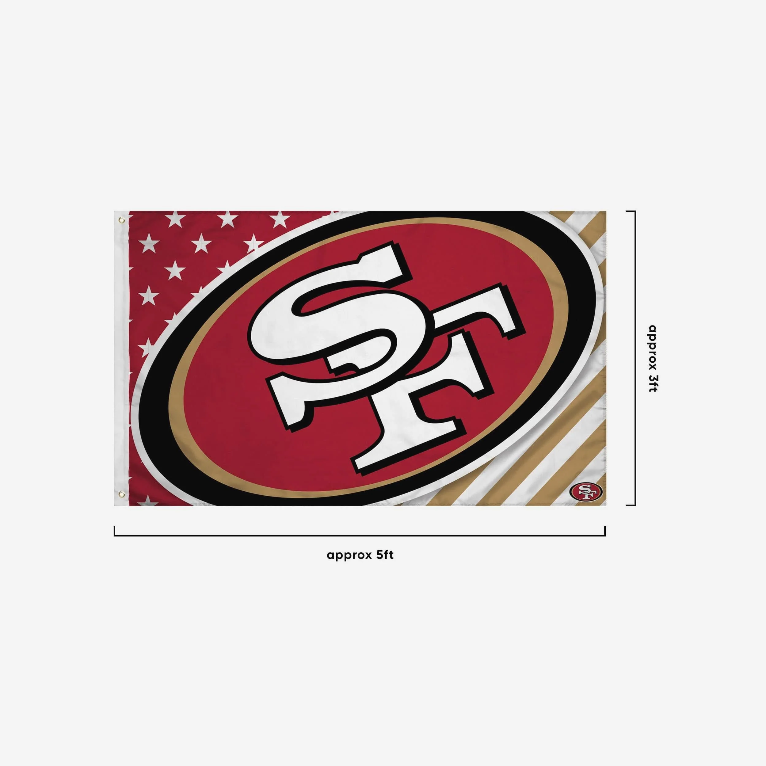 San Francisco 49ers Big Logo Americana Horizontal Flag - Image 3
