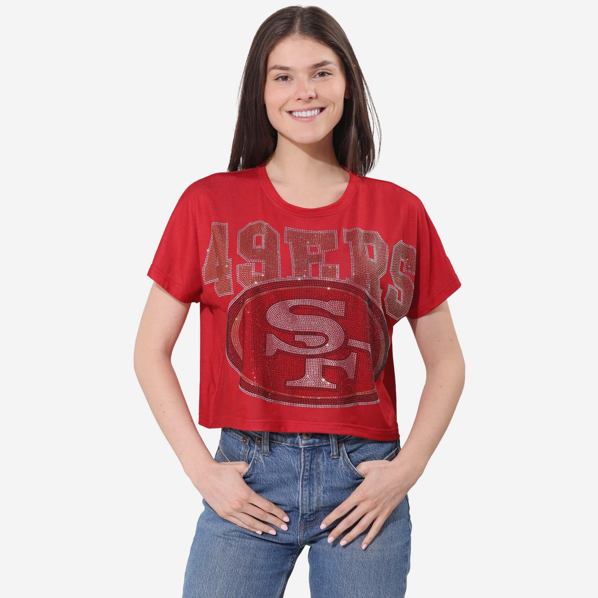 San Francisco 49ers Big Wordmark Rhinestone Crop Top