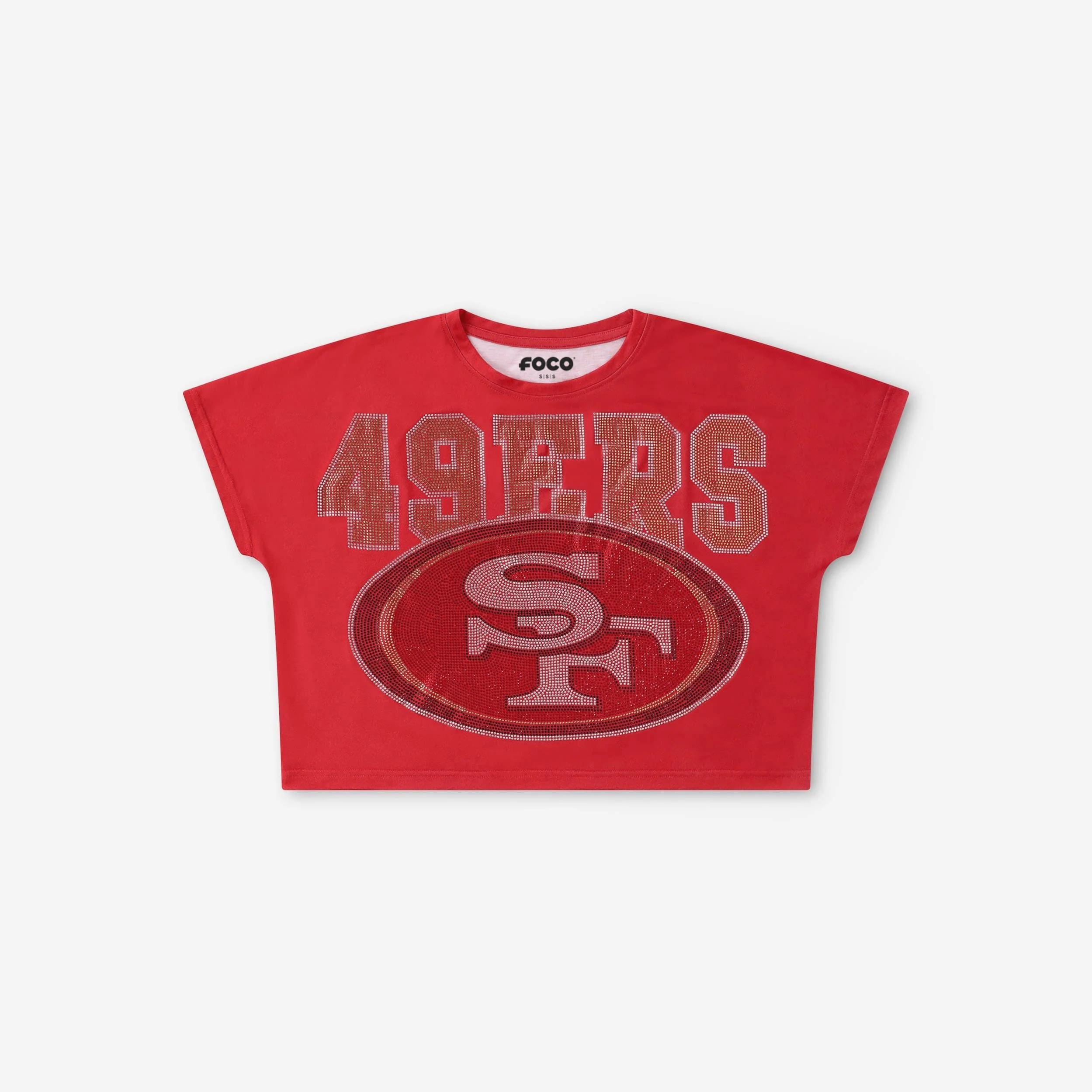 San Francisco 49ers Big Wordmark Rhinestone Crop Top - Image 4