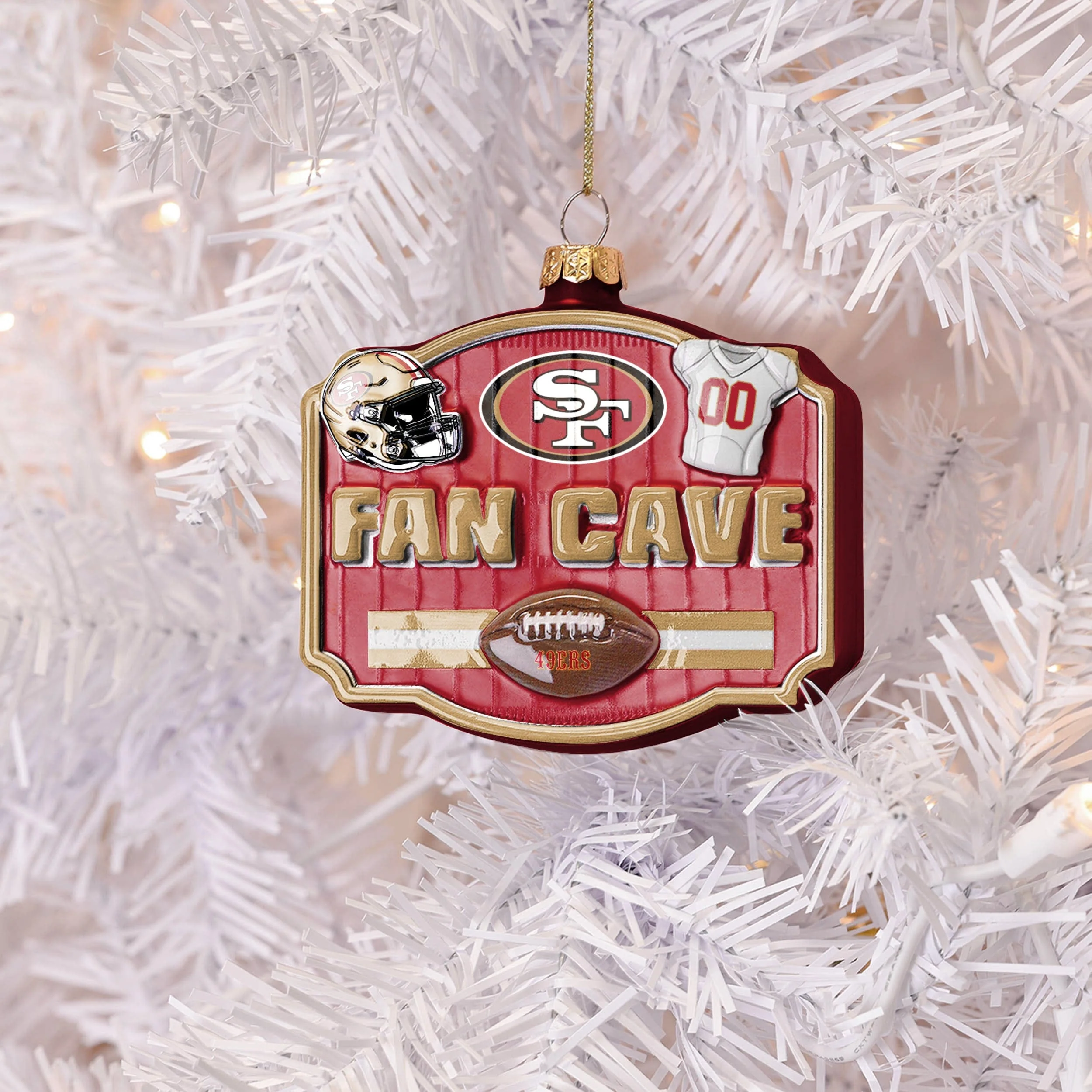 San Francisco 49ers Blown Glass Fan Cave Ornament - Image 3