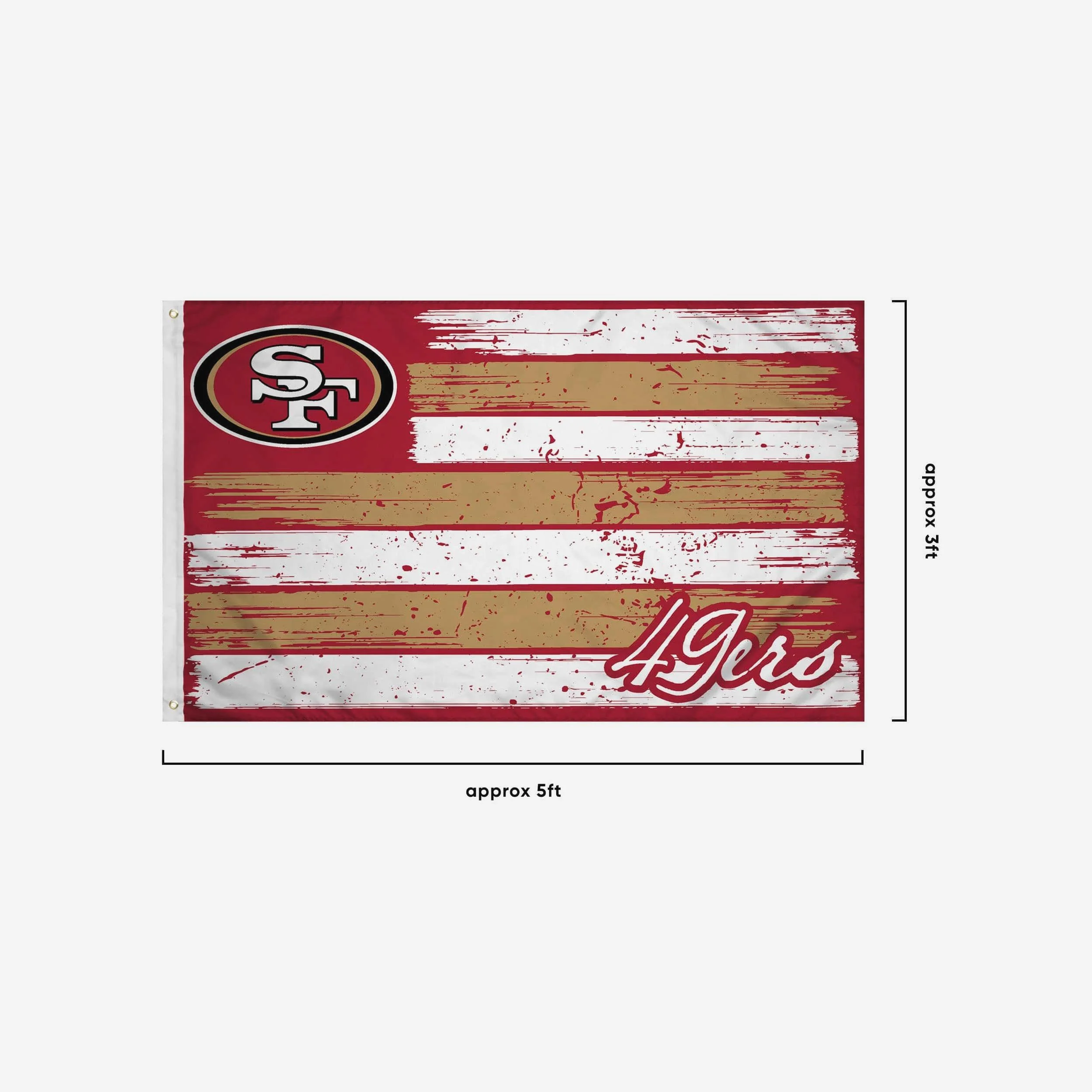 San Francisco 49ers Brushstroke Americana Horizontal Flag - Image 3