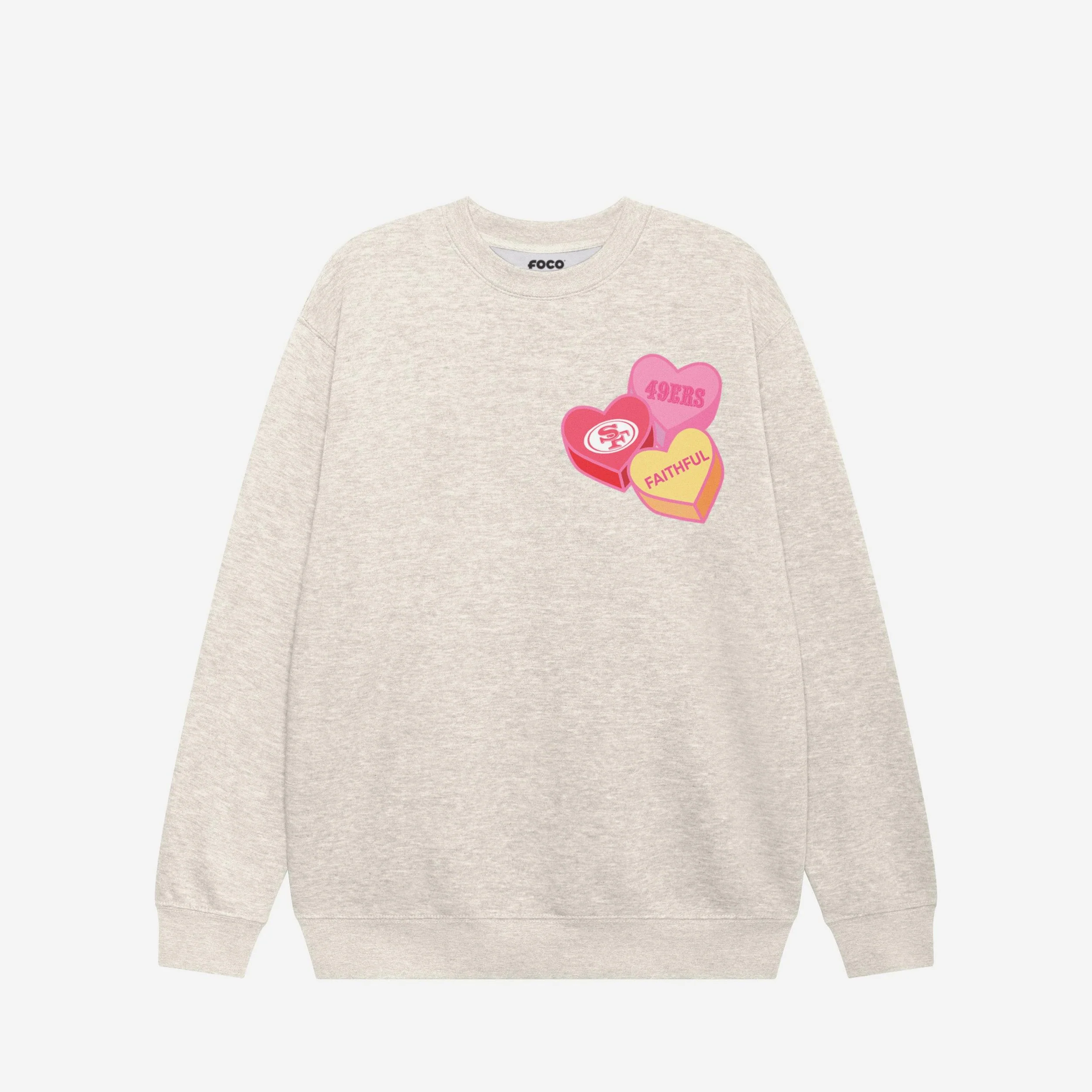 San Francisco 49ers Candy Heart Crew Neck Sweatshirt