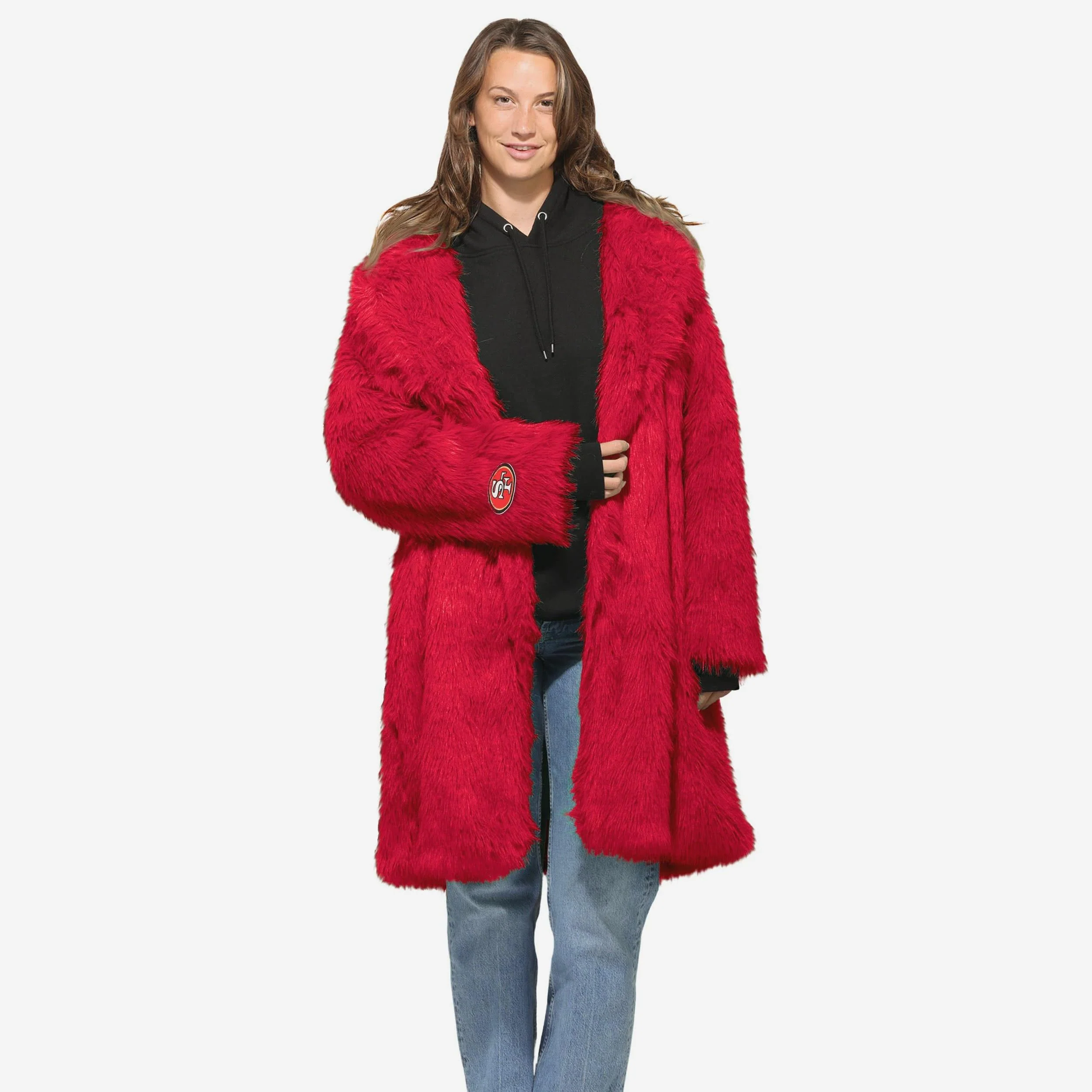 San Francisco 49ers Faux Fur Long Jacket - Image 2