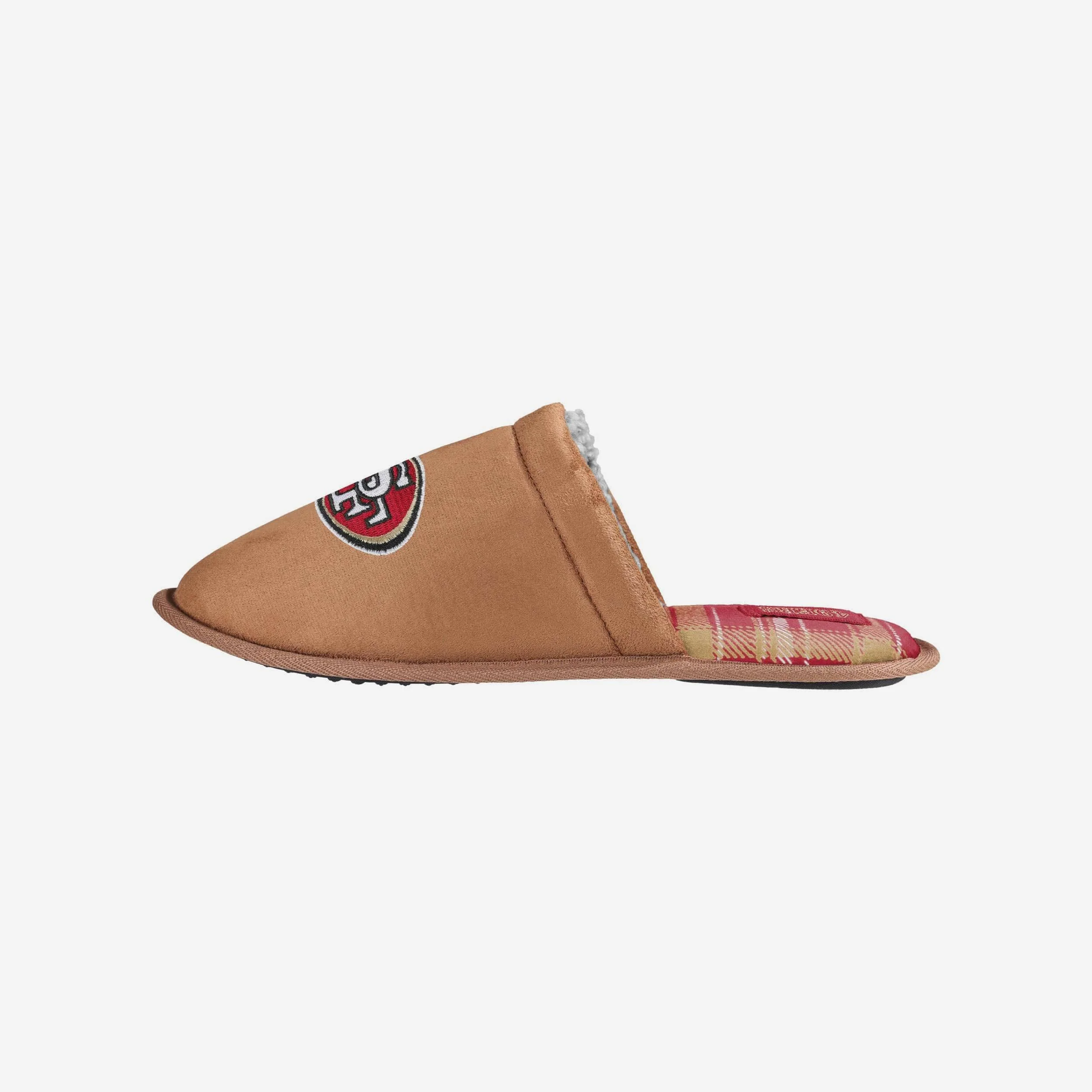 San Francisco 49ers Flannel Lined Brown Suede Scuff Slipper