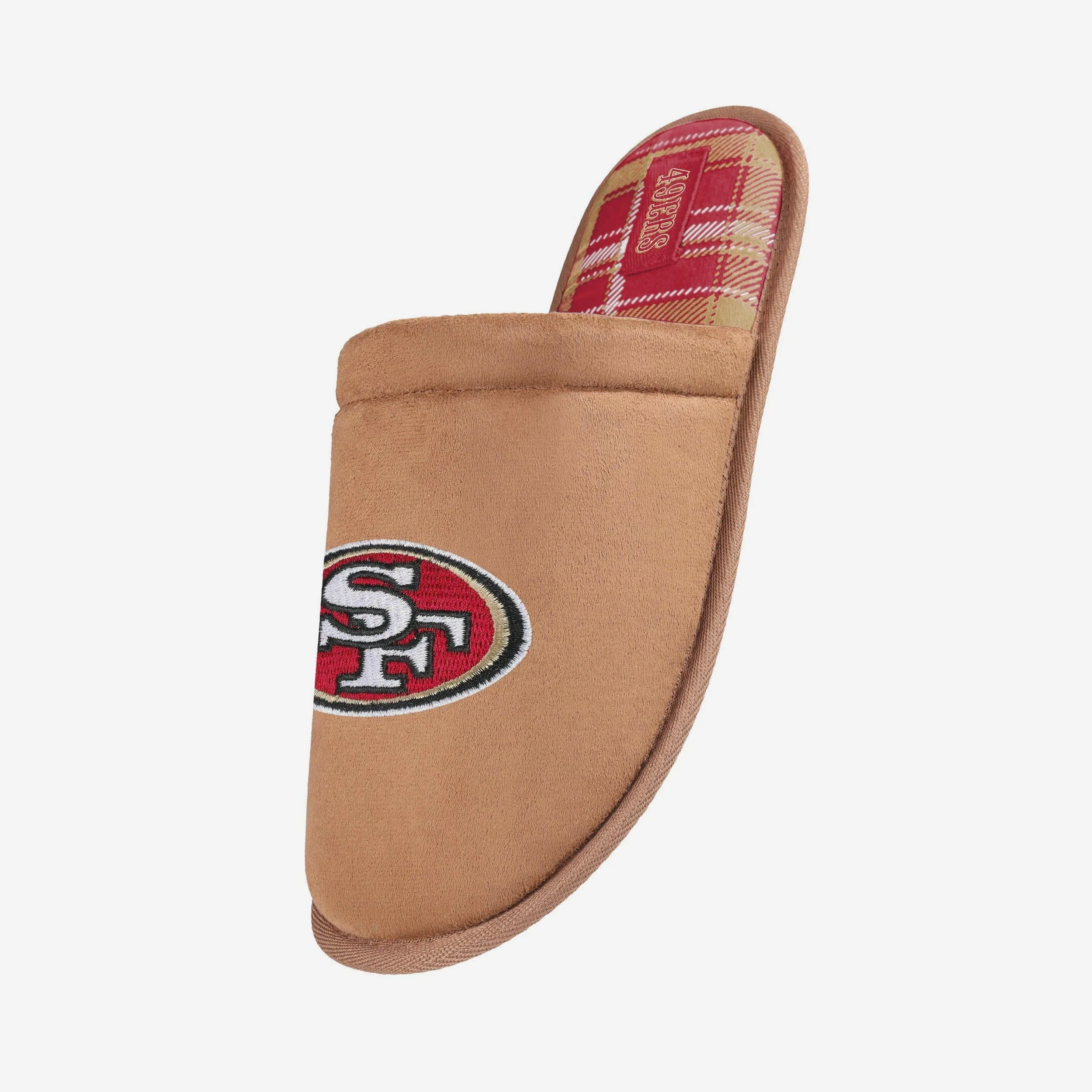 San Francisco 49ers Flannel Lined Brown Suede Scuff Slipper - Image 2