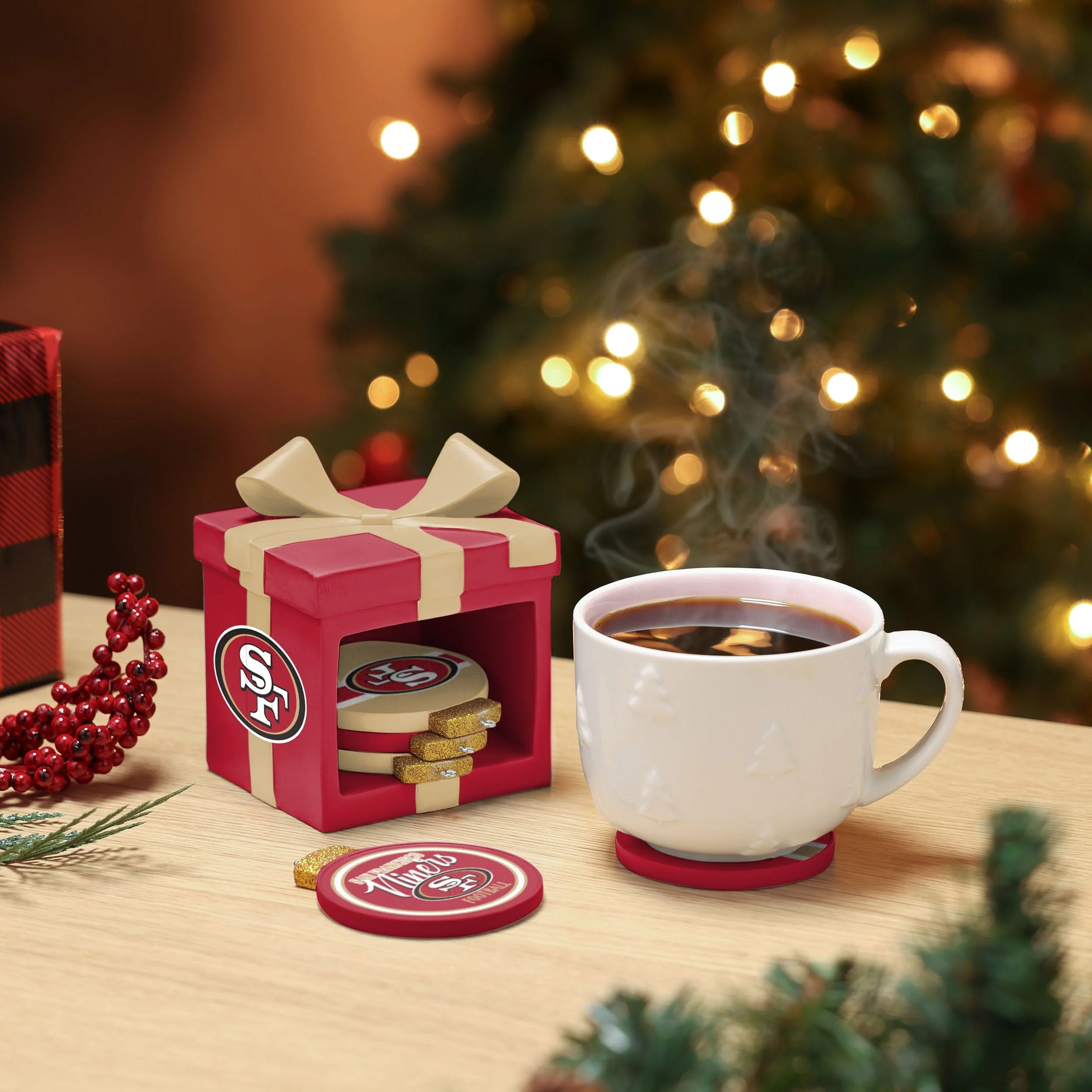 San Francisco 49ers Holiday 5 Pack Coaster Set - Image 2