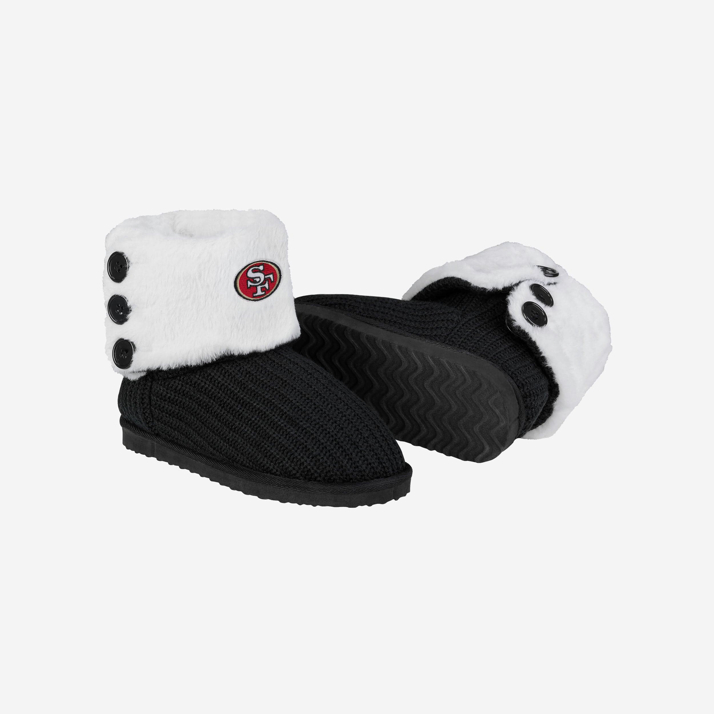 San Francisco 49ers Knit High End Button Boot Slipper - Image 3