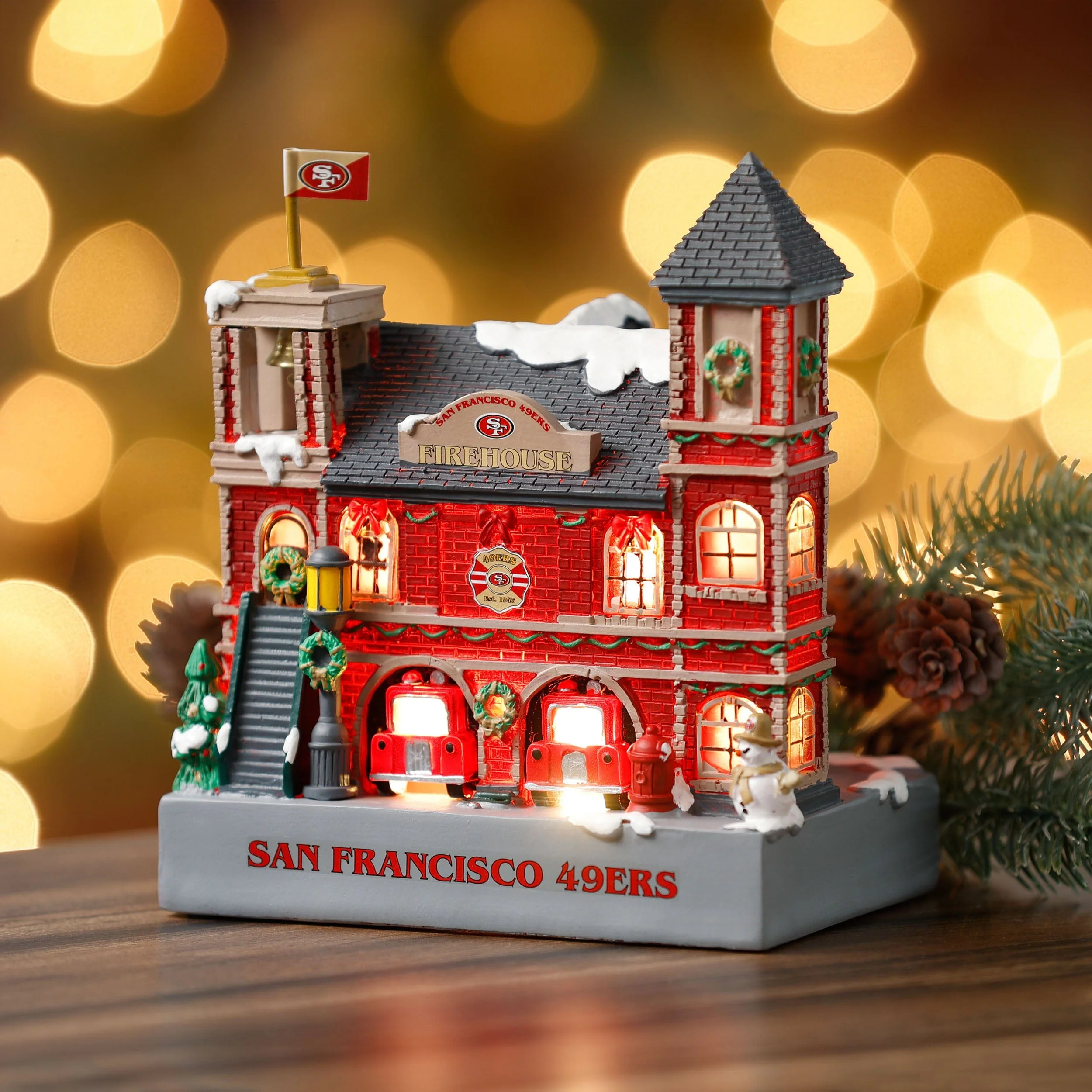 San Francisco 49ers Light Up Resin Team Firehouse - Image 2