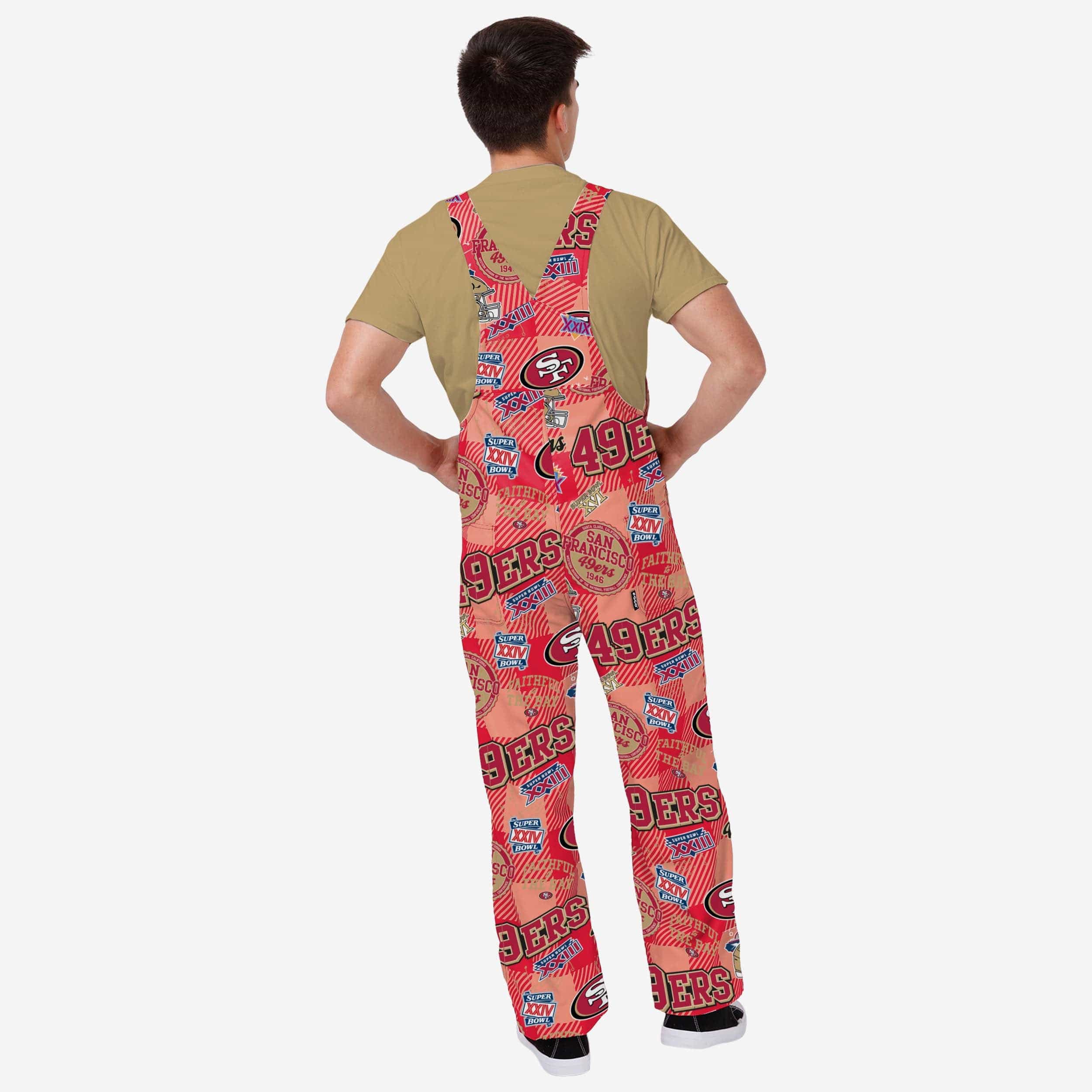 San Francisco 49ers Mens Historic Print Bib Overalls - Image 2