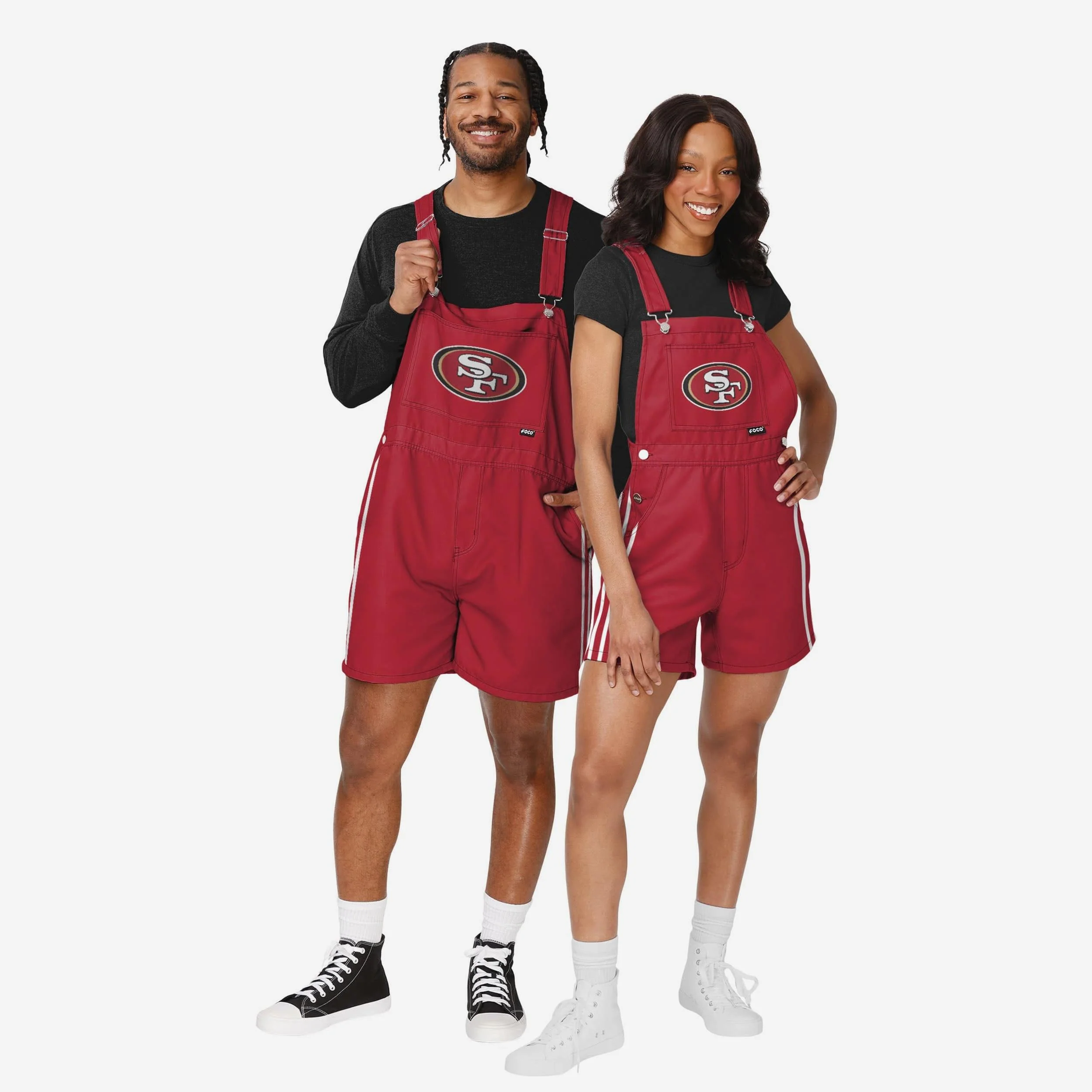 San Francisco 49ers Mens Team Stripe Bib Shortalls - Image 3
