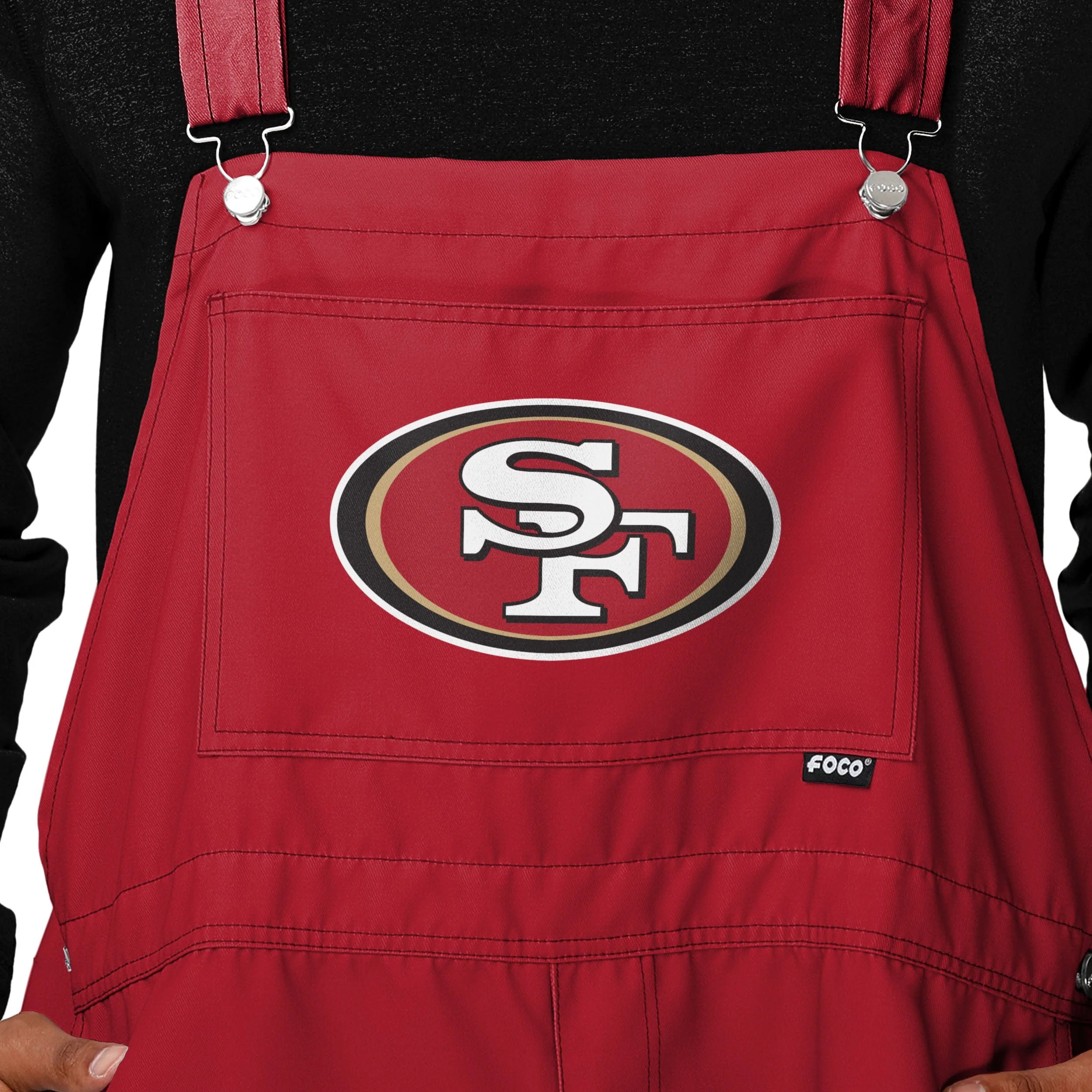 San Francisco 49ers Mens Team Stripe Bib Shortalls - Image 4