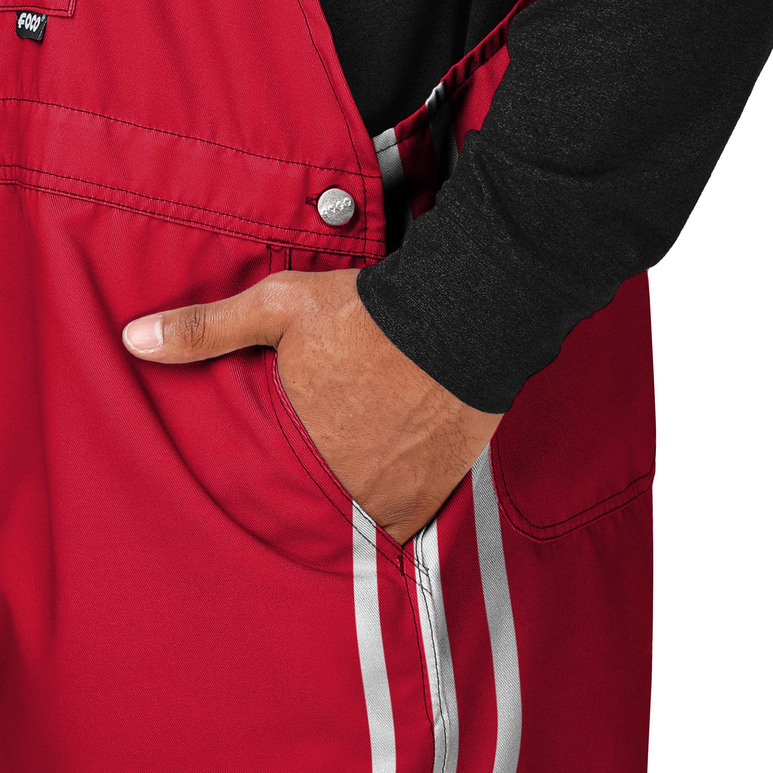 San Francisco 49ers Mens Team Stripe Bib Shortalls - Image 5