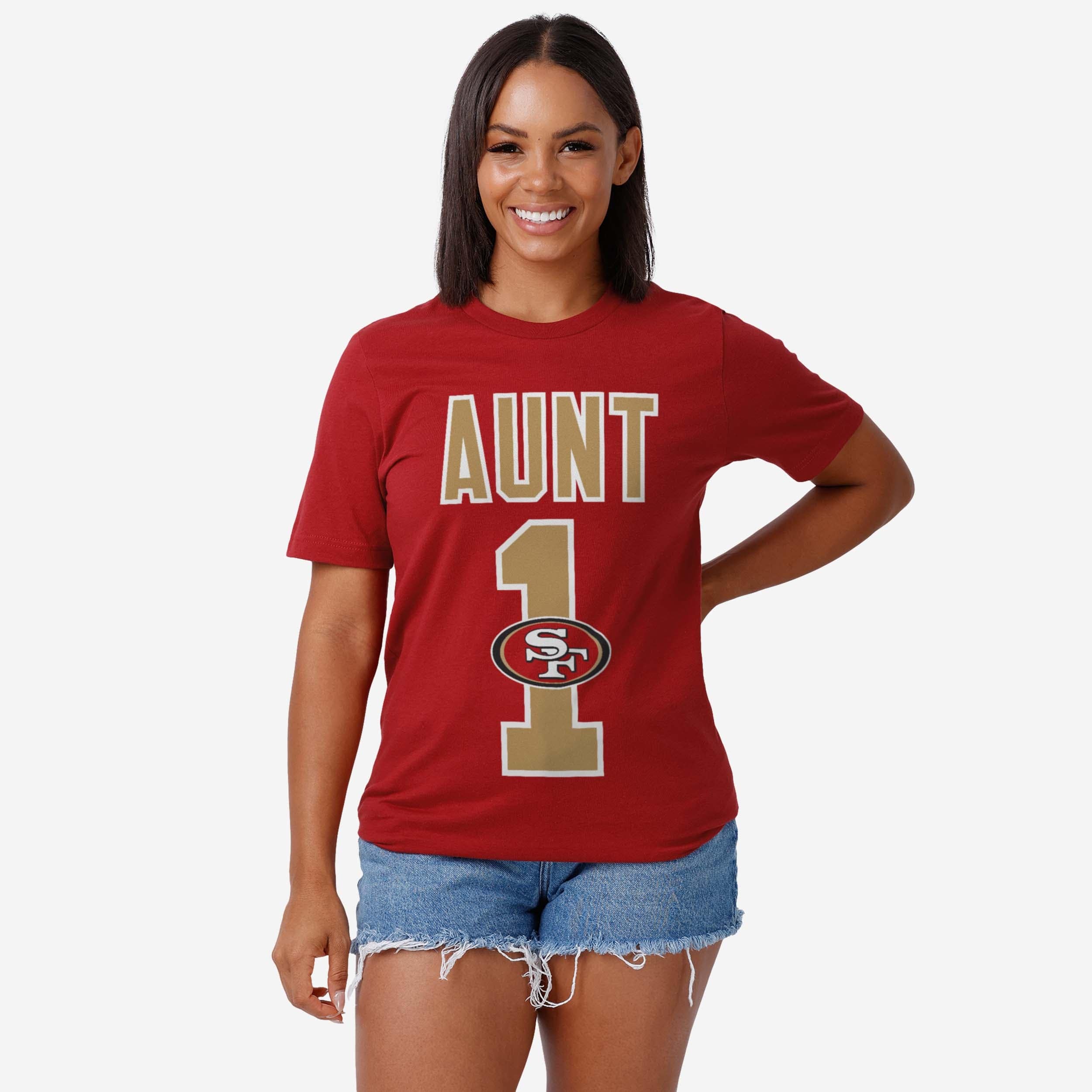 San Francisco 49ers Number 1 Aunt T-Shirt - Image 2