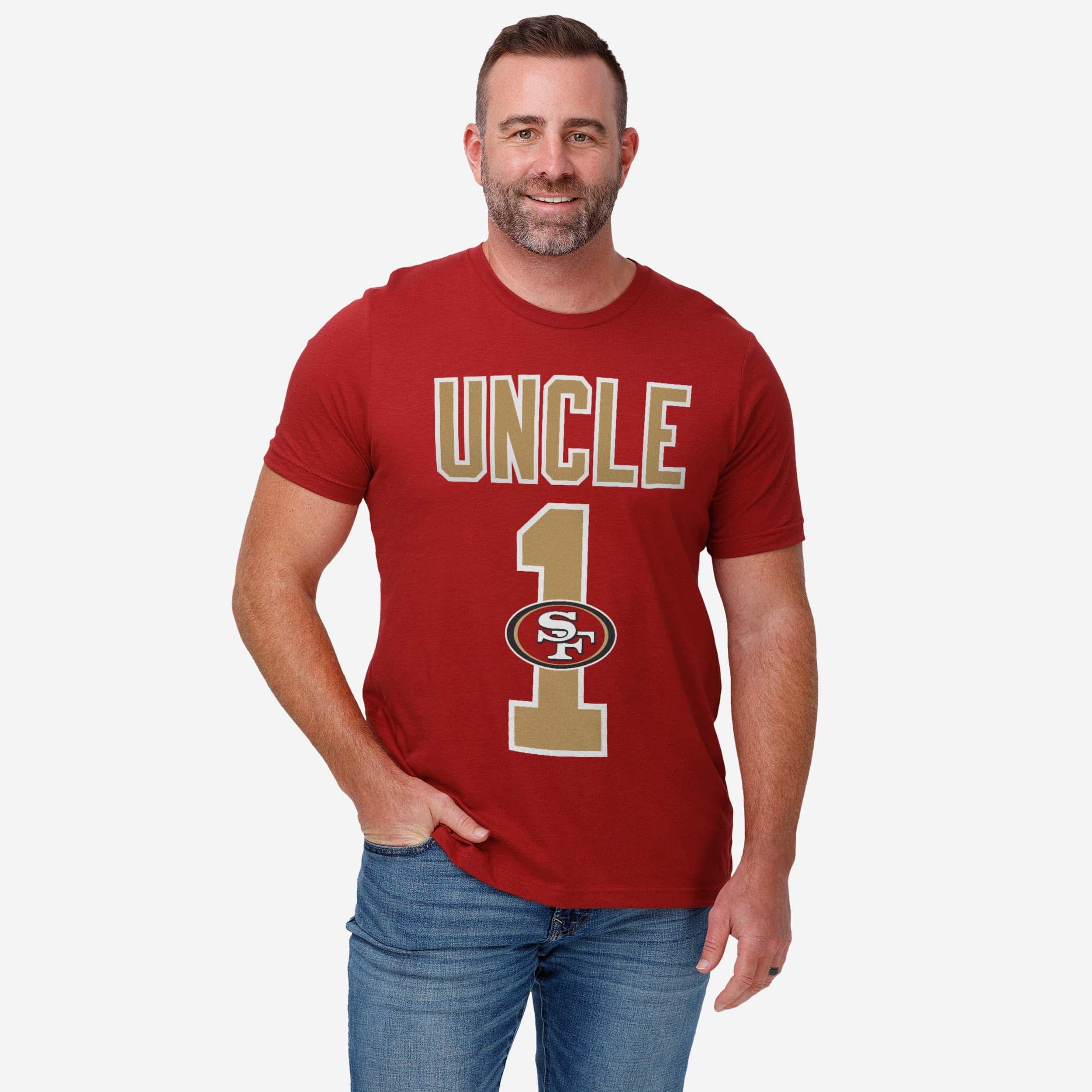 San Francisco 49ers Number 1 Uncle T-Shirt - Image 2