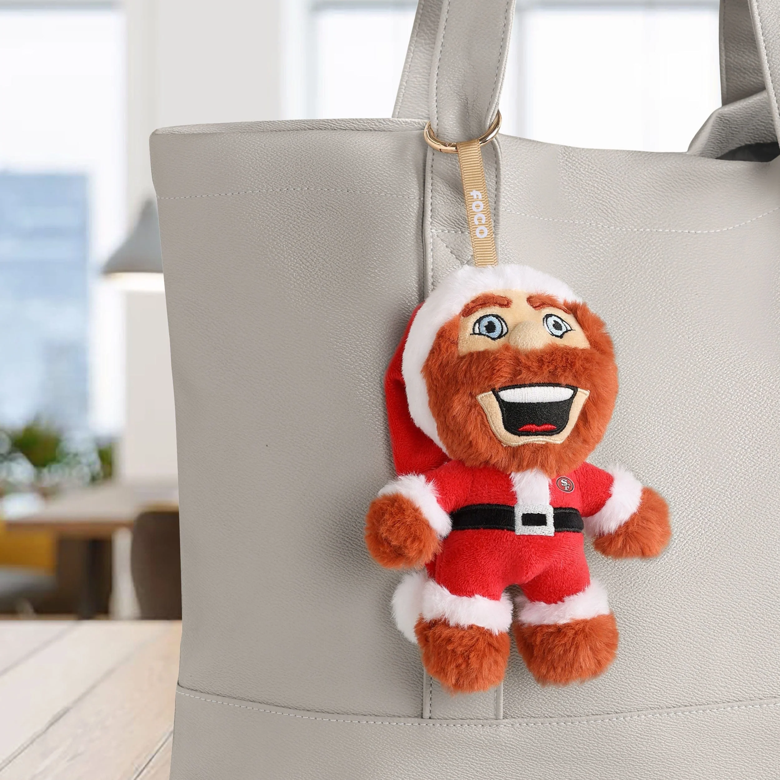 San Francisco 49ers Plush Mascot Santa Bag Charm Keychain - Image 2