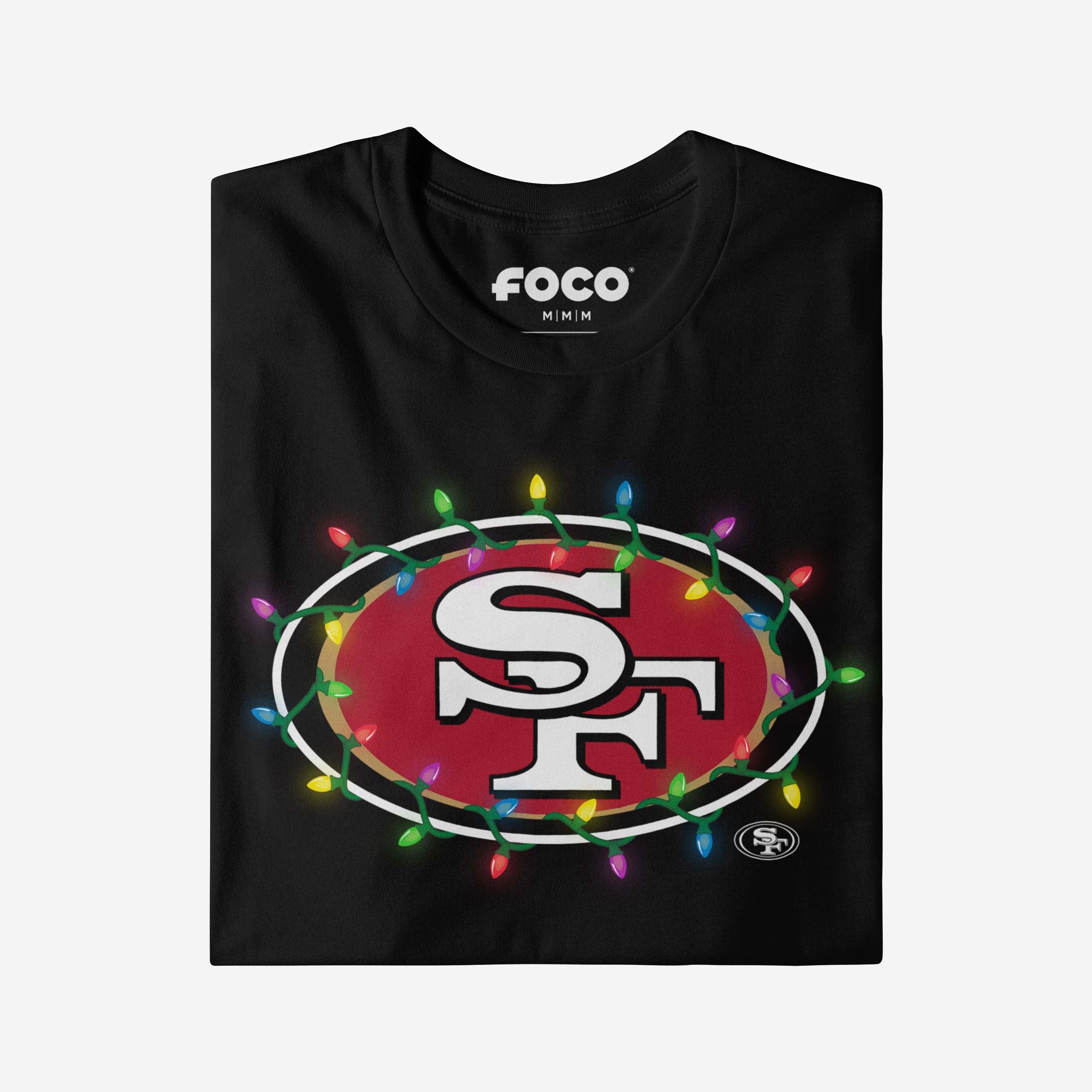San Francisco 49ers Primary Logo Holiday Lights Long Sleeve T-Shirt - Image 4
