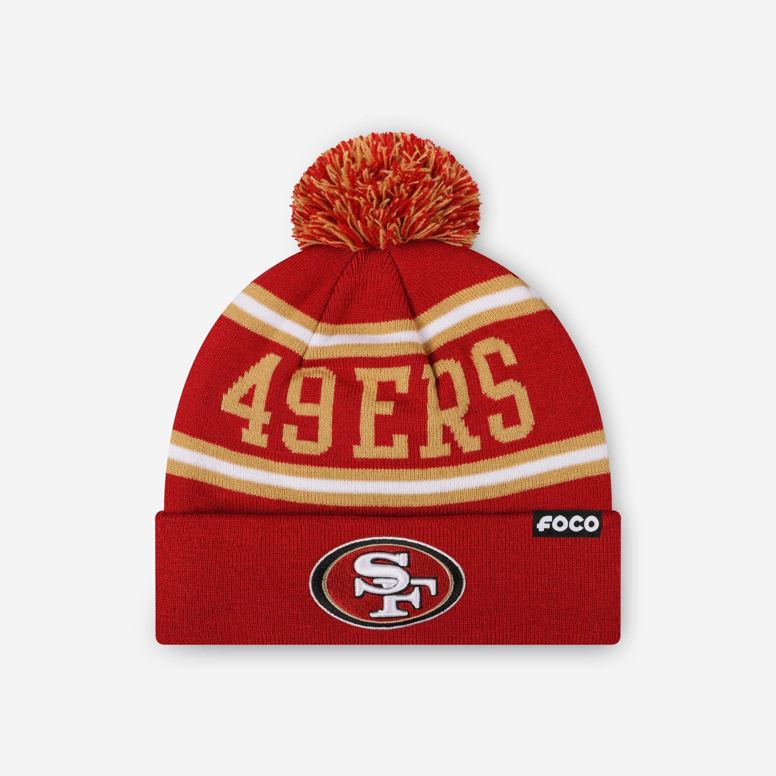 San Francisco 49ers Primary Logo Stripe Pom Beanie