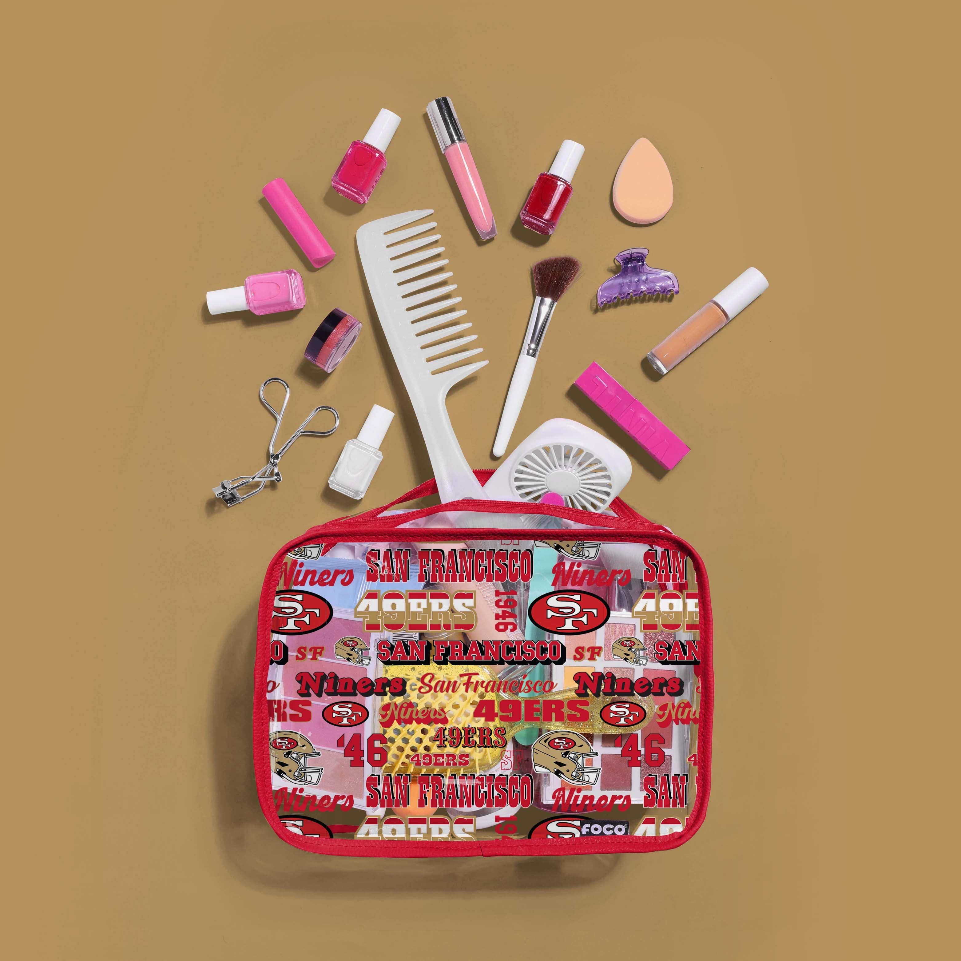 San Francisco 49ers Repeat Retro Print Clear Cosmetic Bag - Image 2