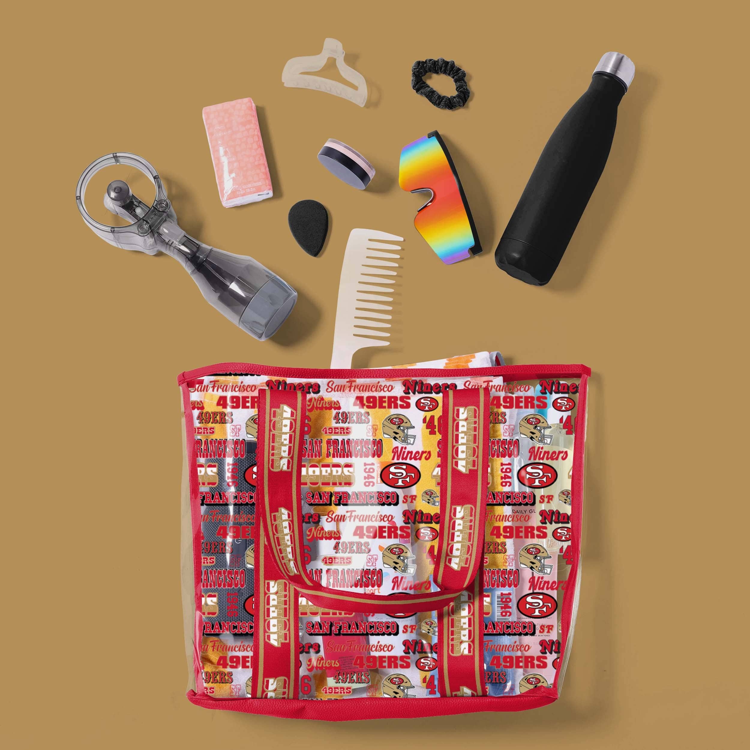 San Francisco 49ers Repeat Retro Print Clear Tote Bag - Image 3