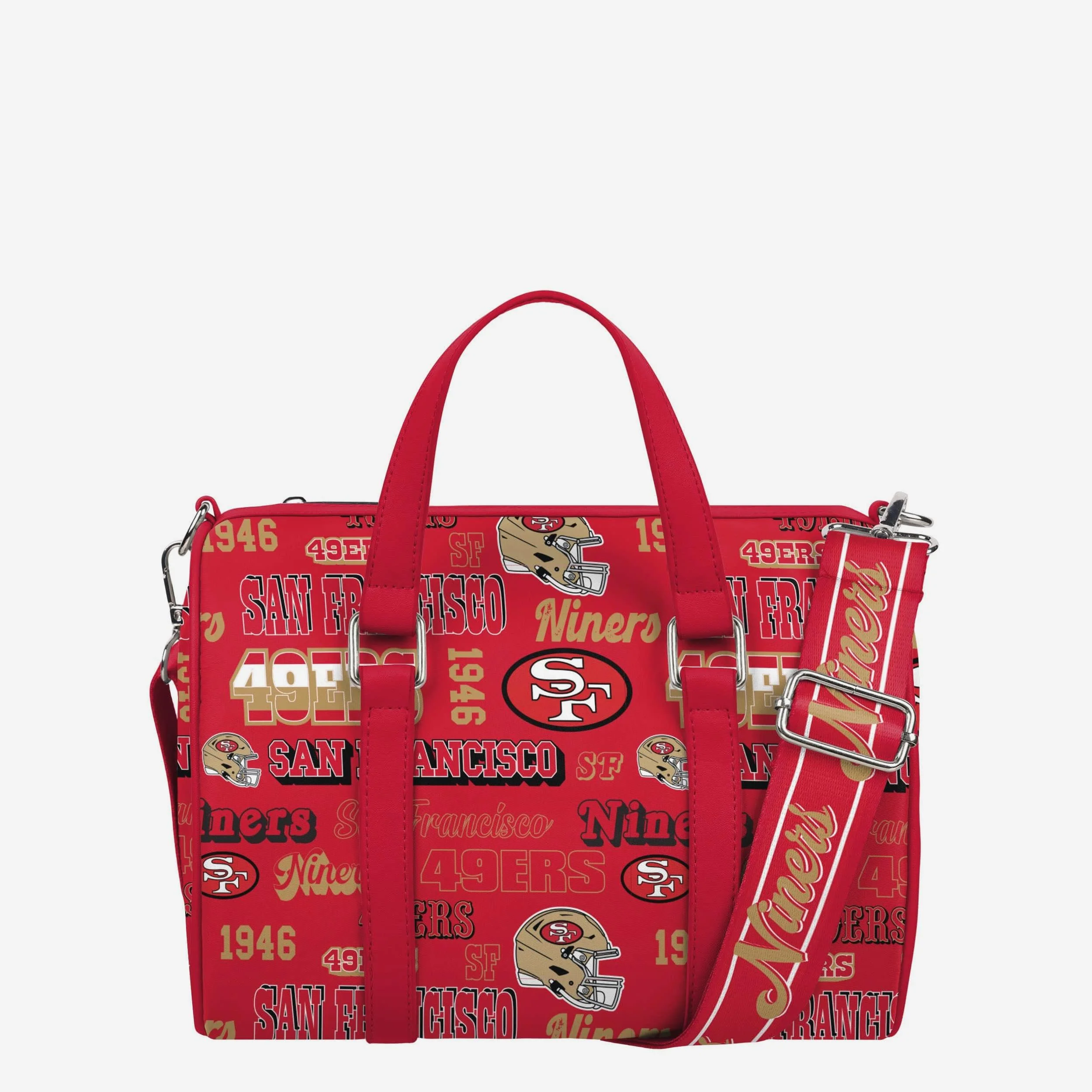 San Francisco 49ers Repeat Retro Print Nylon Medium Barrel Bag
