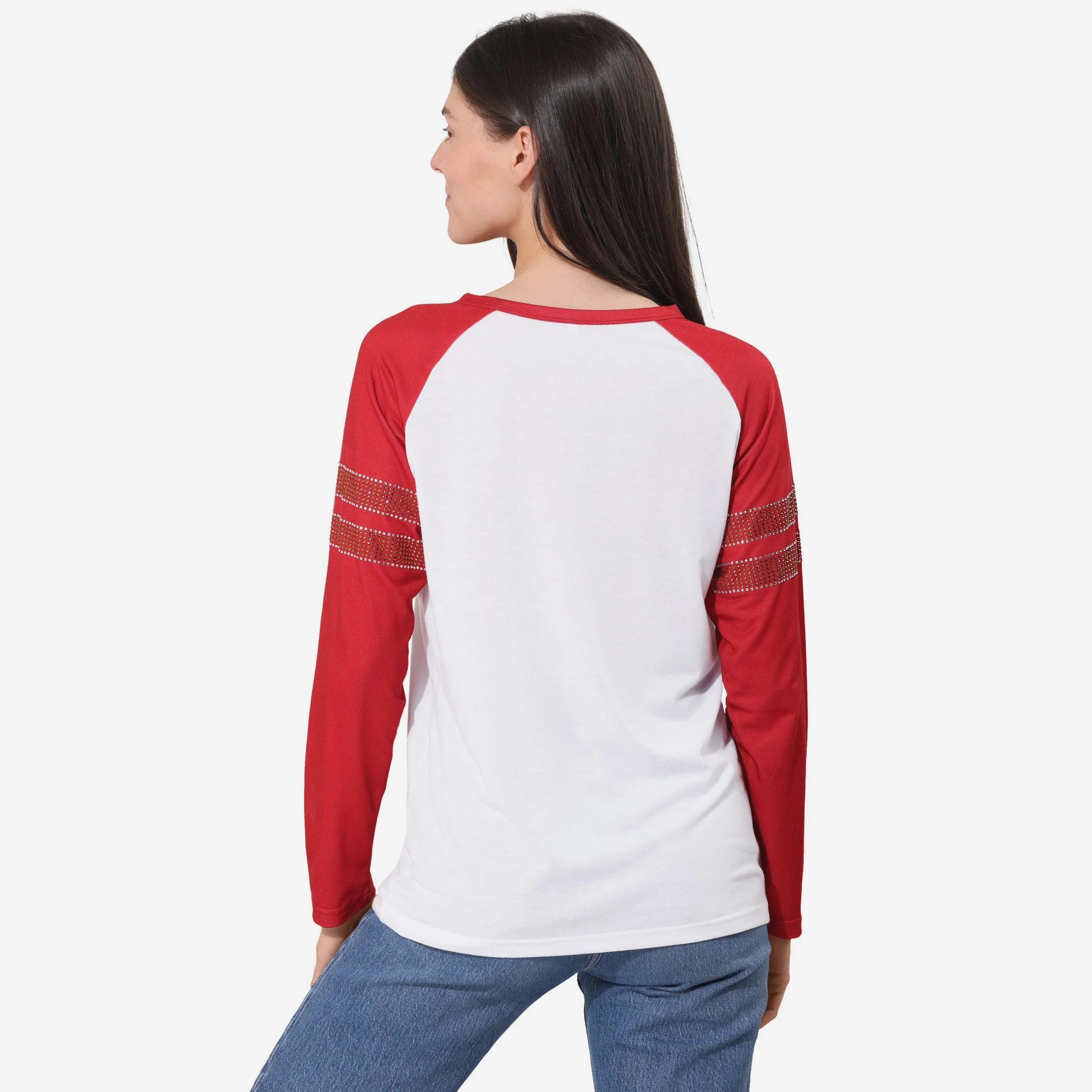 San Francisco 49ers Rhinestone Long Sleeve Henley - Image 4