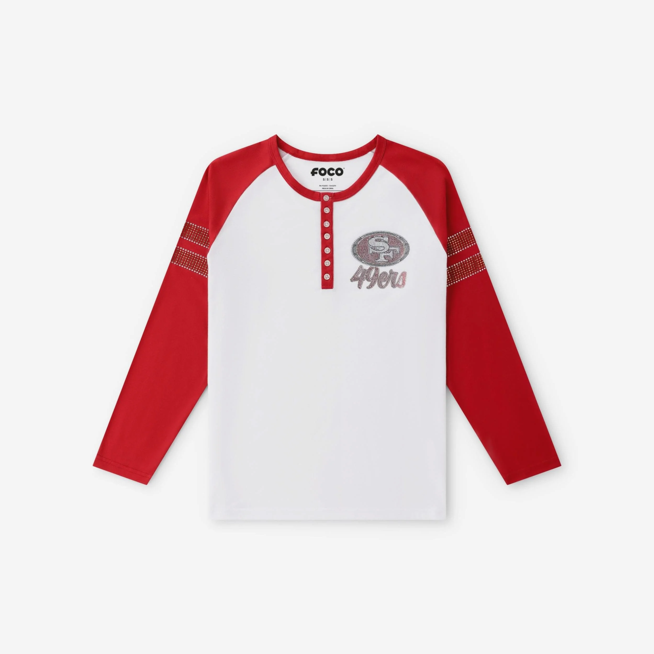 San Francisco 49ers Rhinestone Long Sleeve Henley - Image 5
