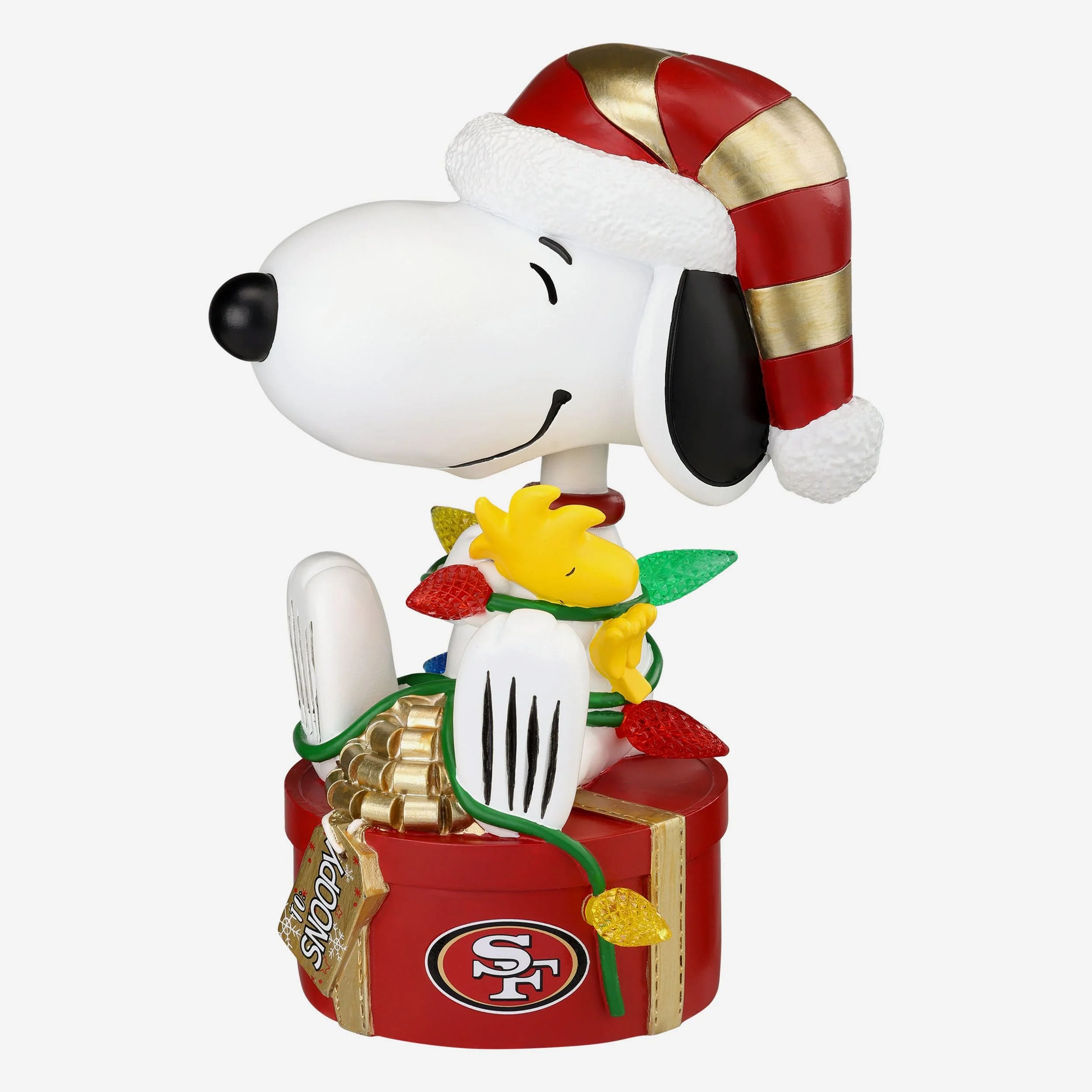 San Francisco 49ers Snoopy & Woodstock Peanuts Christmas Light Up Bobblehead