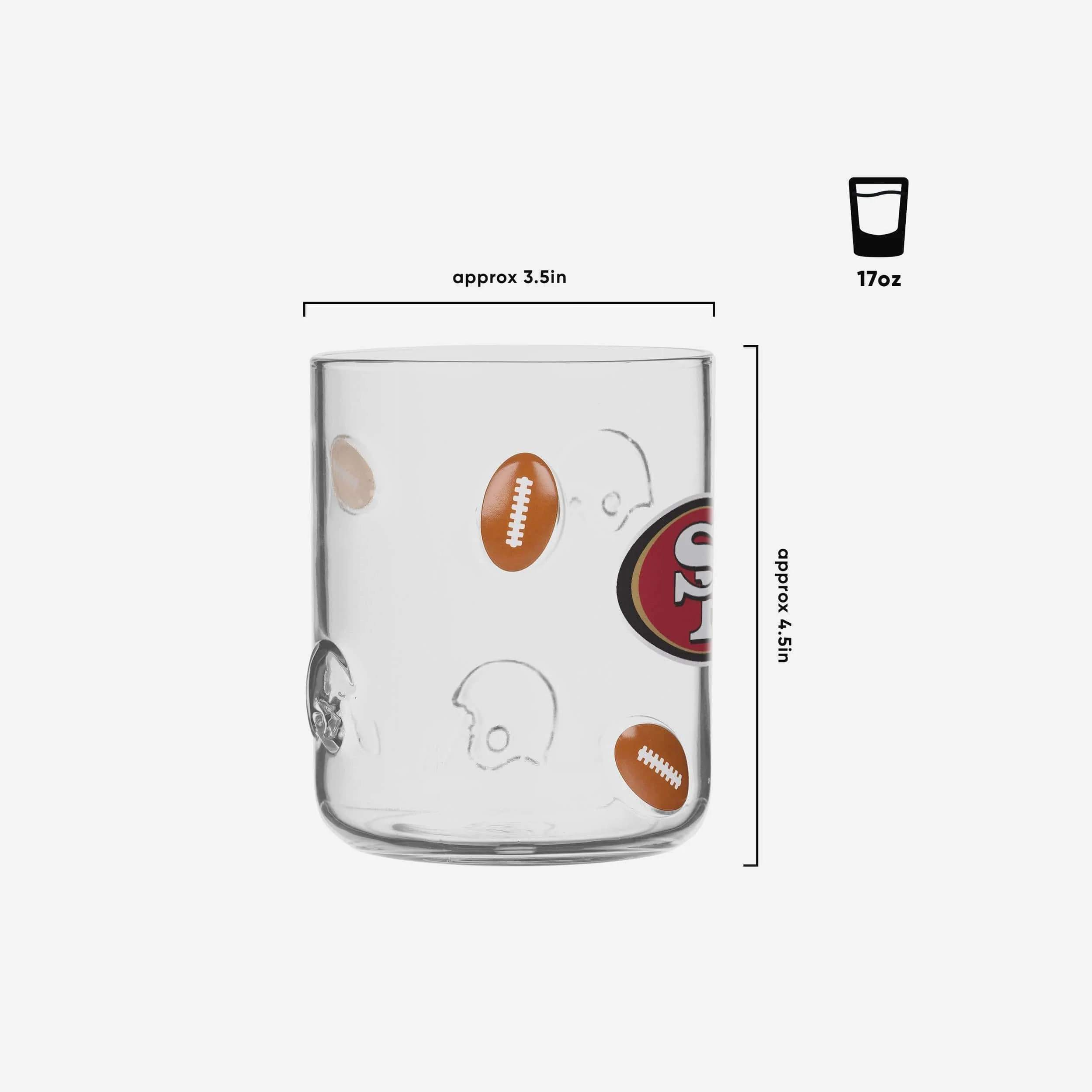 San Francisco 49ers Team Logo 17 oz Glass Cup - Image 2