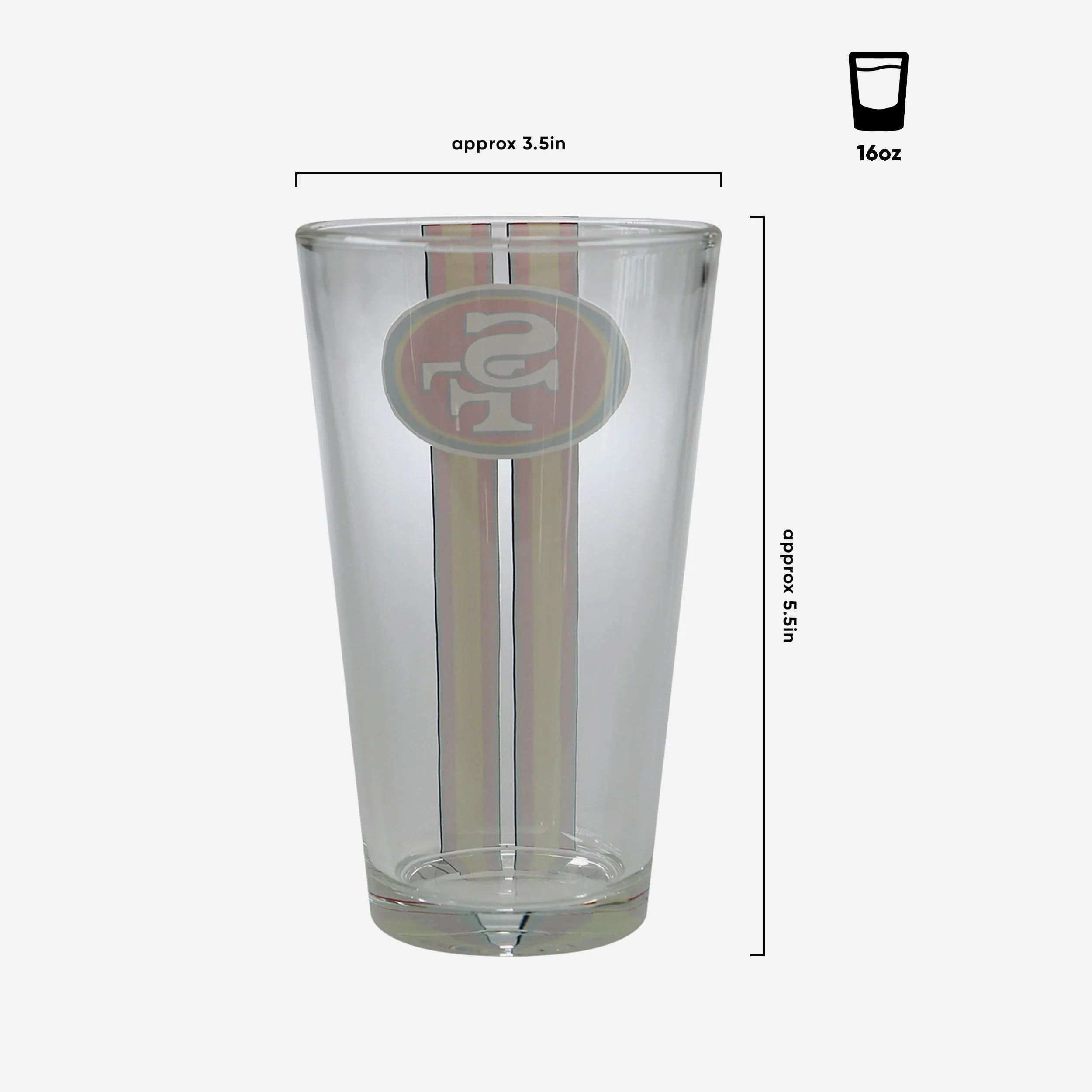 San Francisco 49ers Team Stripe Pint Glass - Image 3