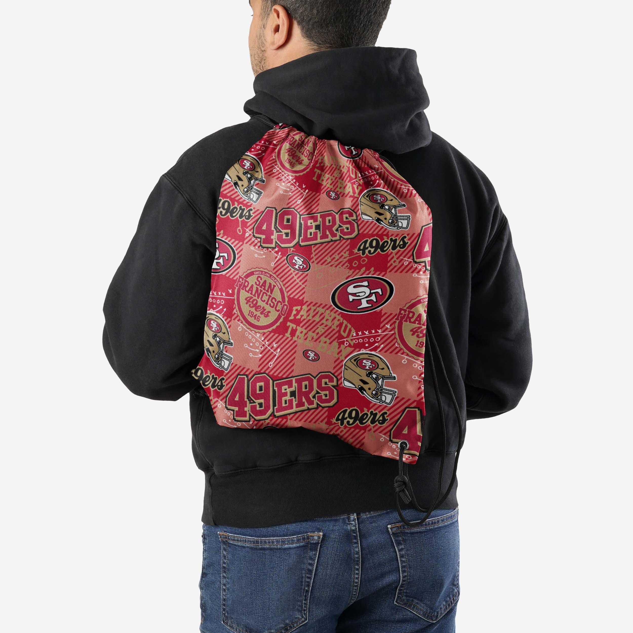 San Francisco 49ers Thematic Repeat Print Drawstring Backpack - Image 2