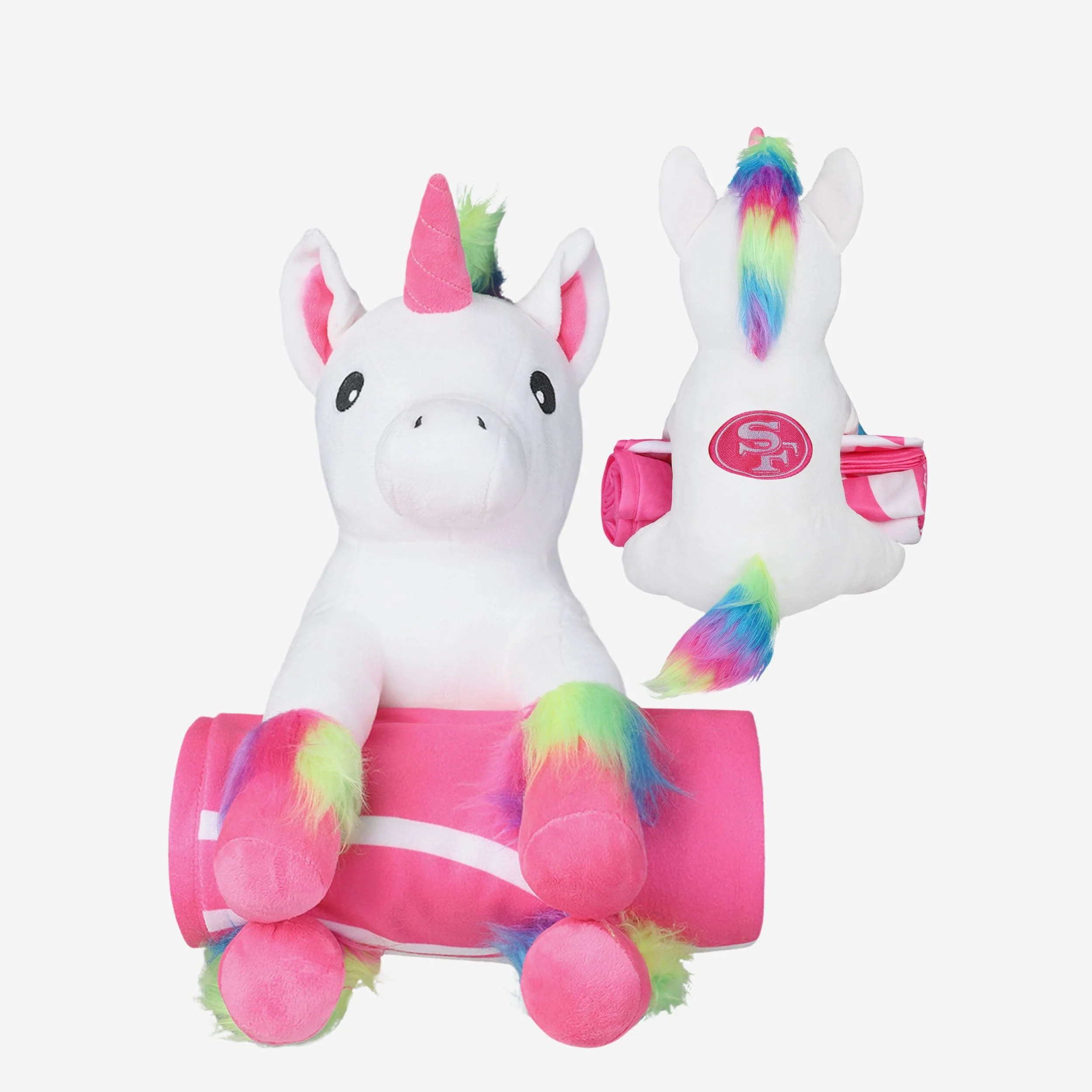 San Francisco 49ers Throw Blanket With Plush Unicorn