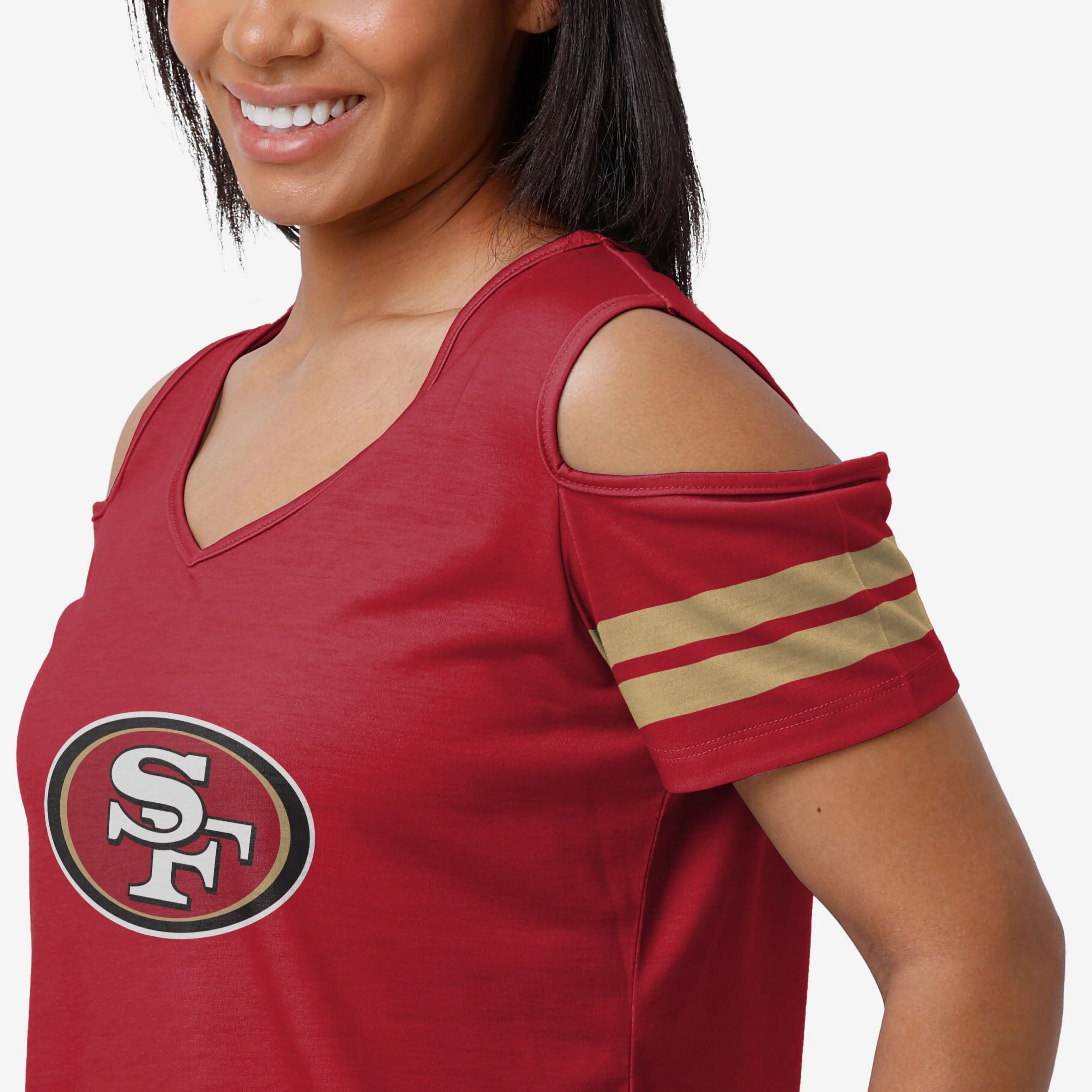 San Francisco 49ers Womens Cold Shoulder T-Shirt - Image 3