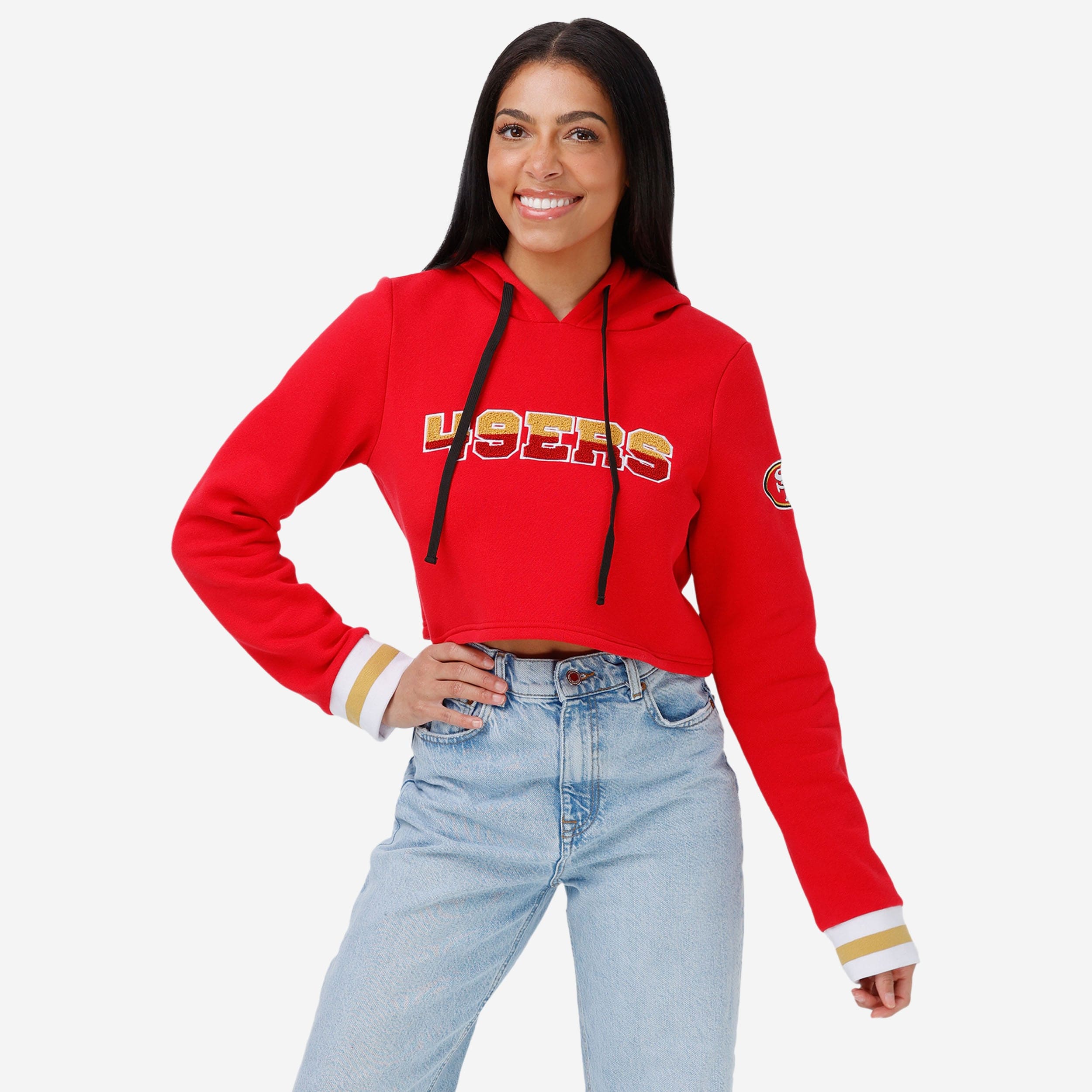 San Francisco 49ers Womens Cropped Chenille Hoodie