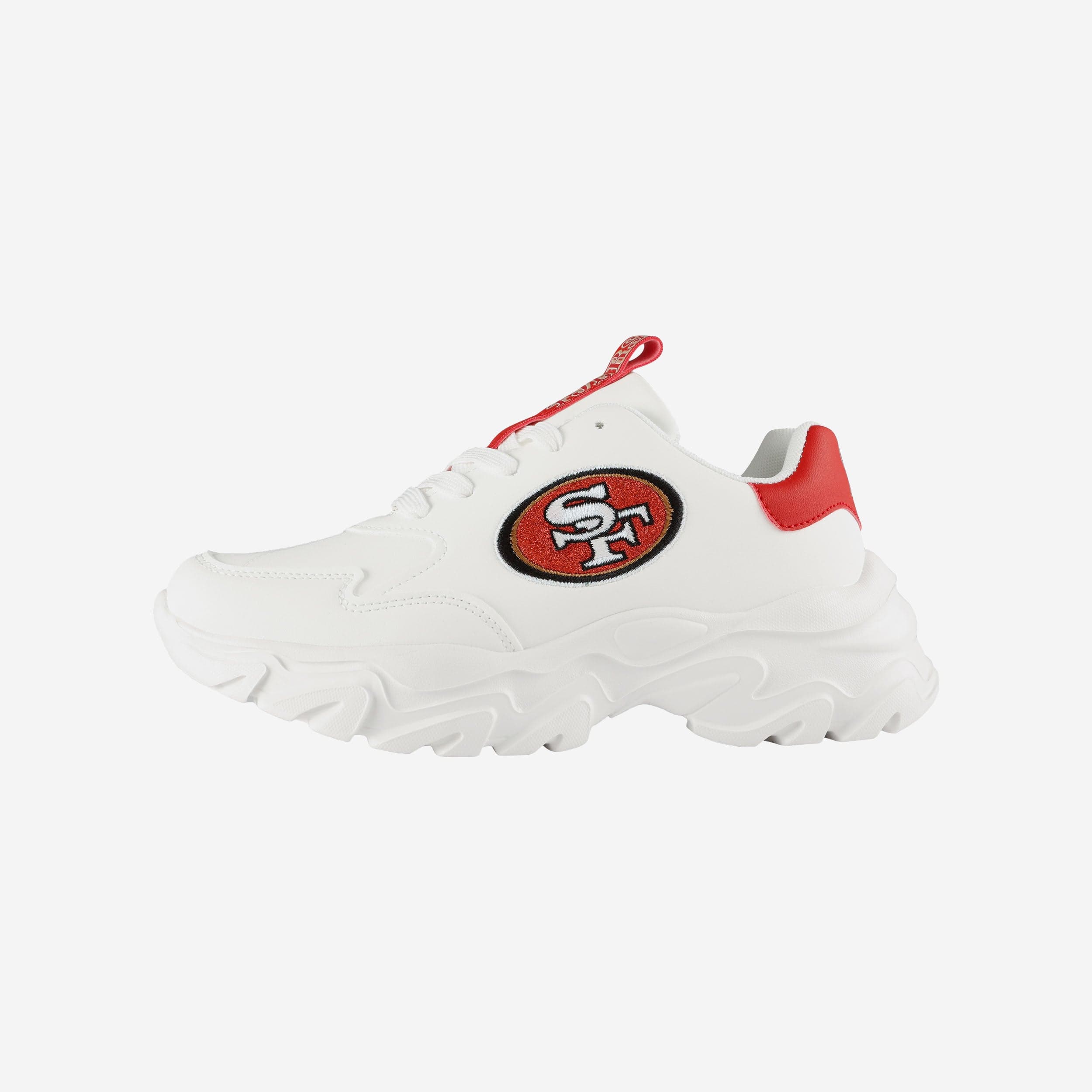 San Francisco 49ers Womens Glitter Big Logo Vintage White Chunky Sneaker