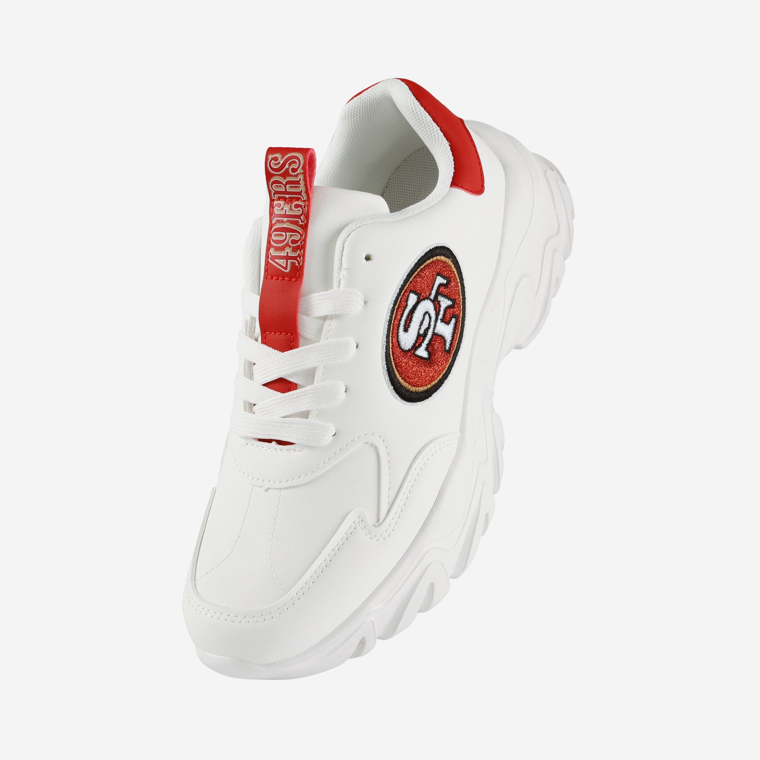 San Francisco 49ers Womens Glitter Big Logo Vintage White Chunky Sneaker - Image 2