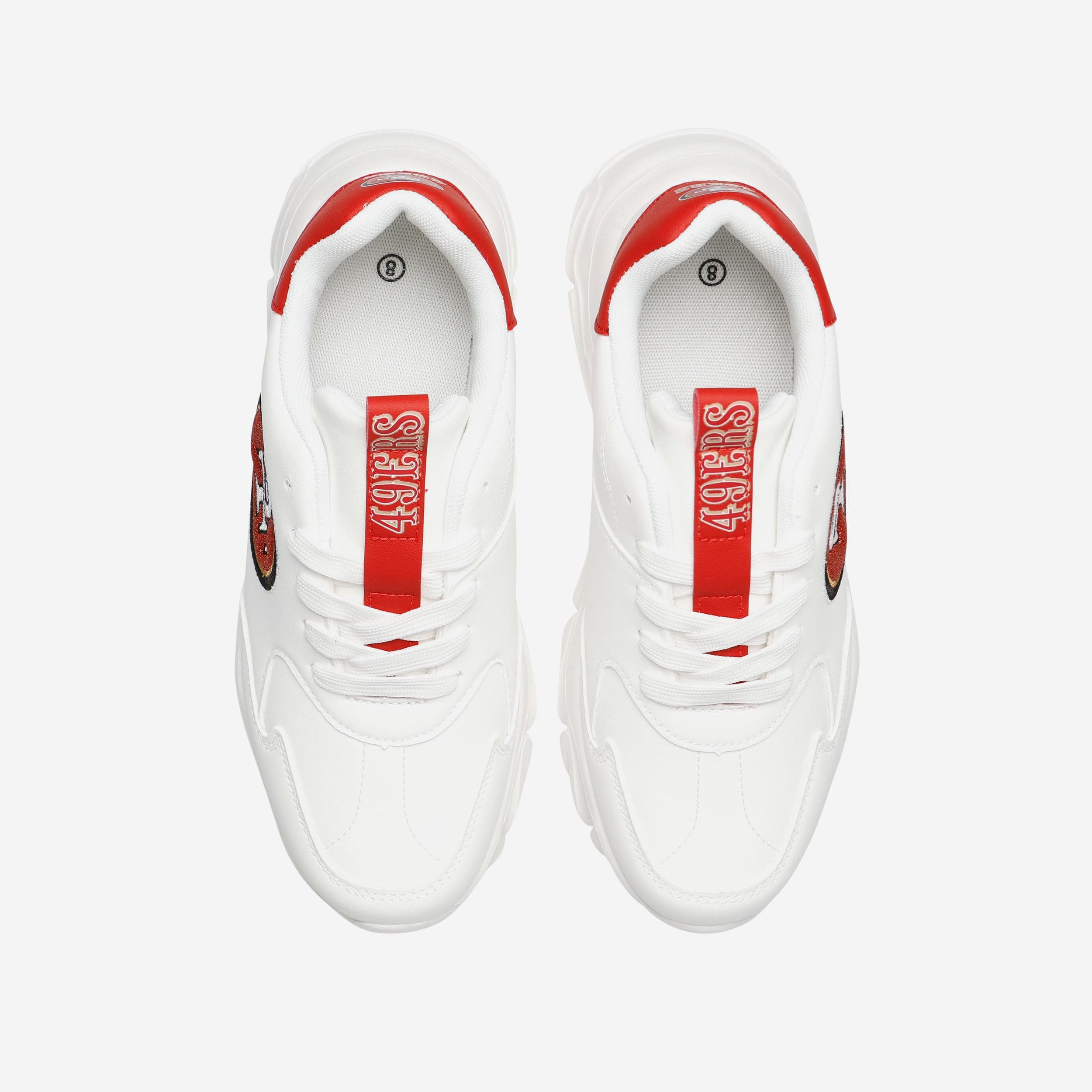 San Francisco 49ers Womens Glitter Big Logo Vintage White Chunky Sneaker - Image 4