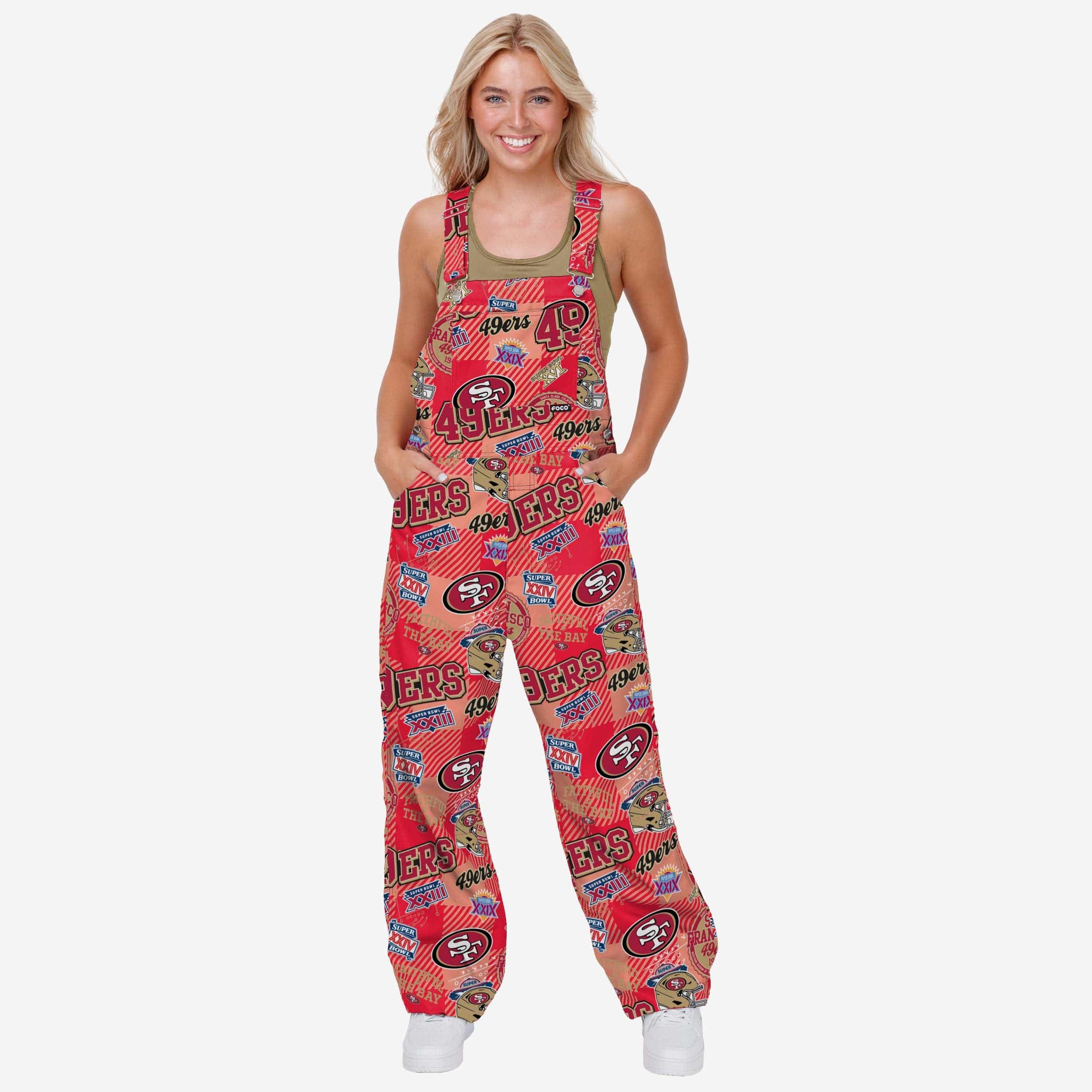 San Francisco 49ers Womens Historic Print Bib Overalls