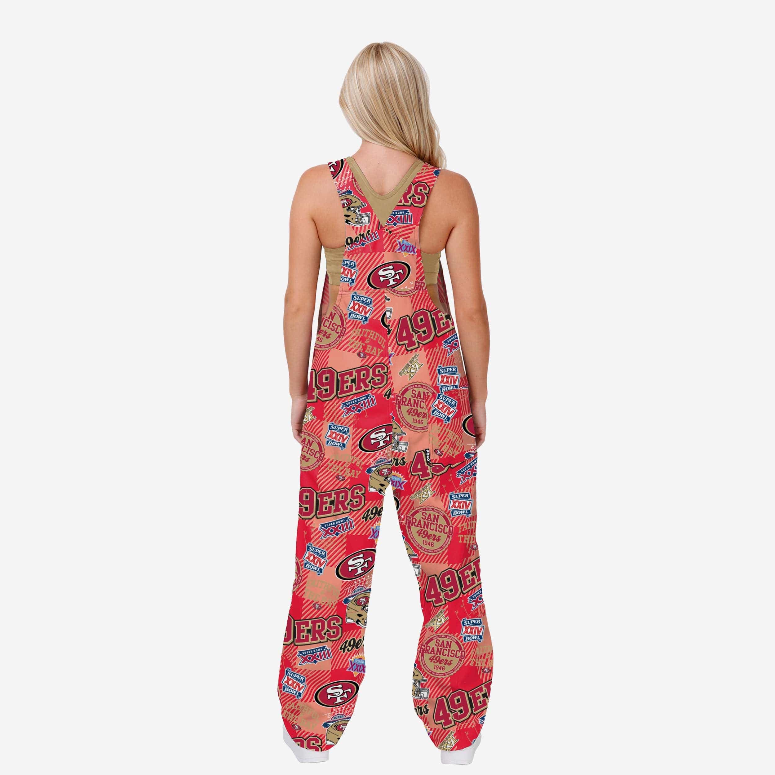 San Francisco 49ers Womens Historic Print Bib Overalls - Image 2