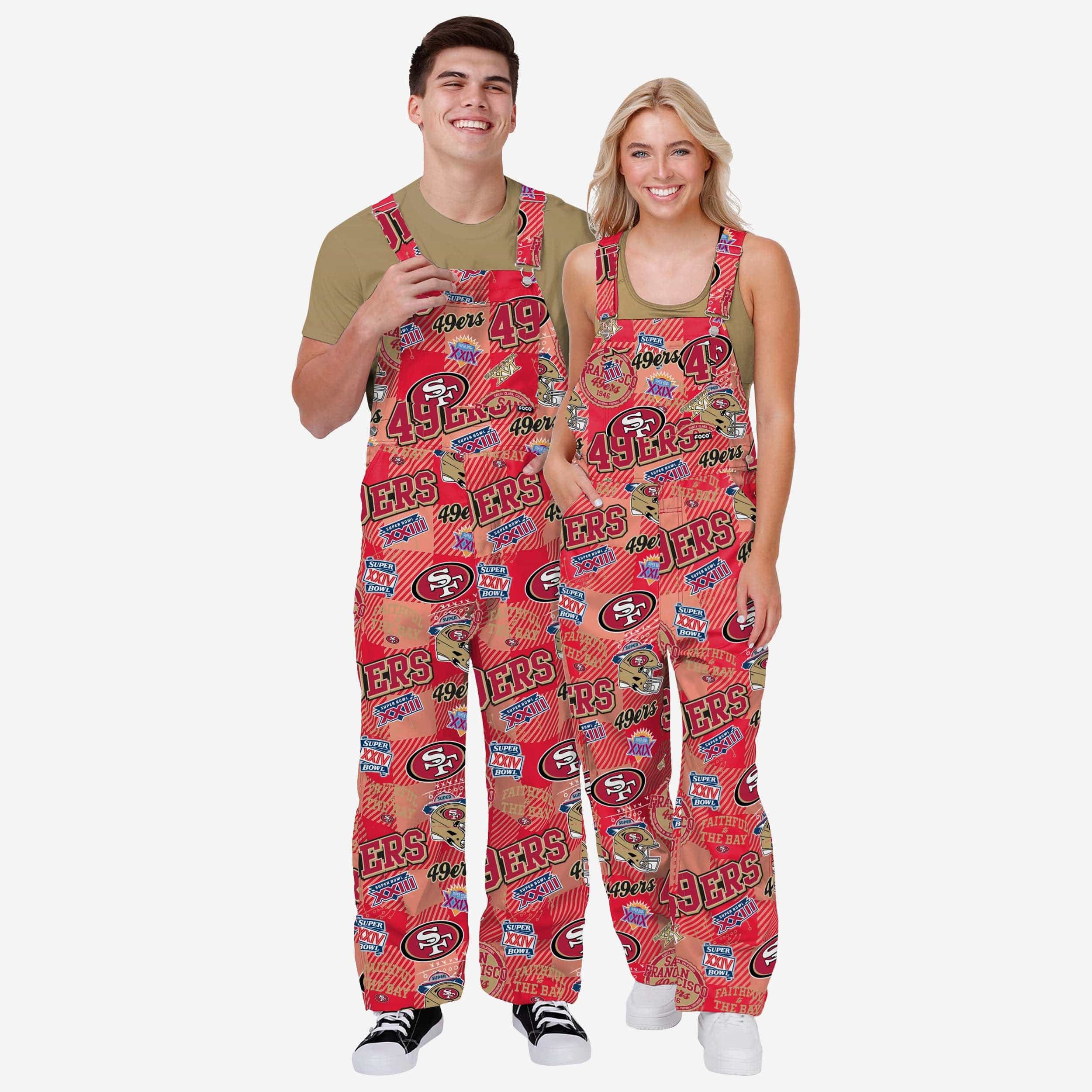 San Francisco 49ers Womens Historic Print Bib Overalls - Image 3