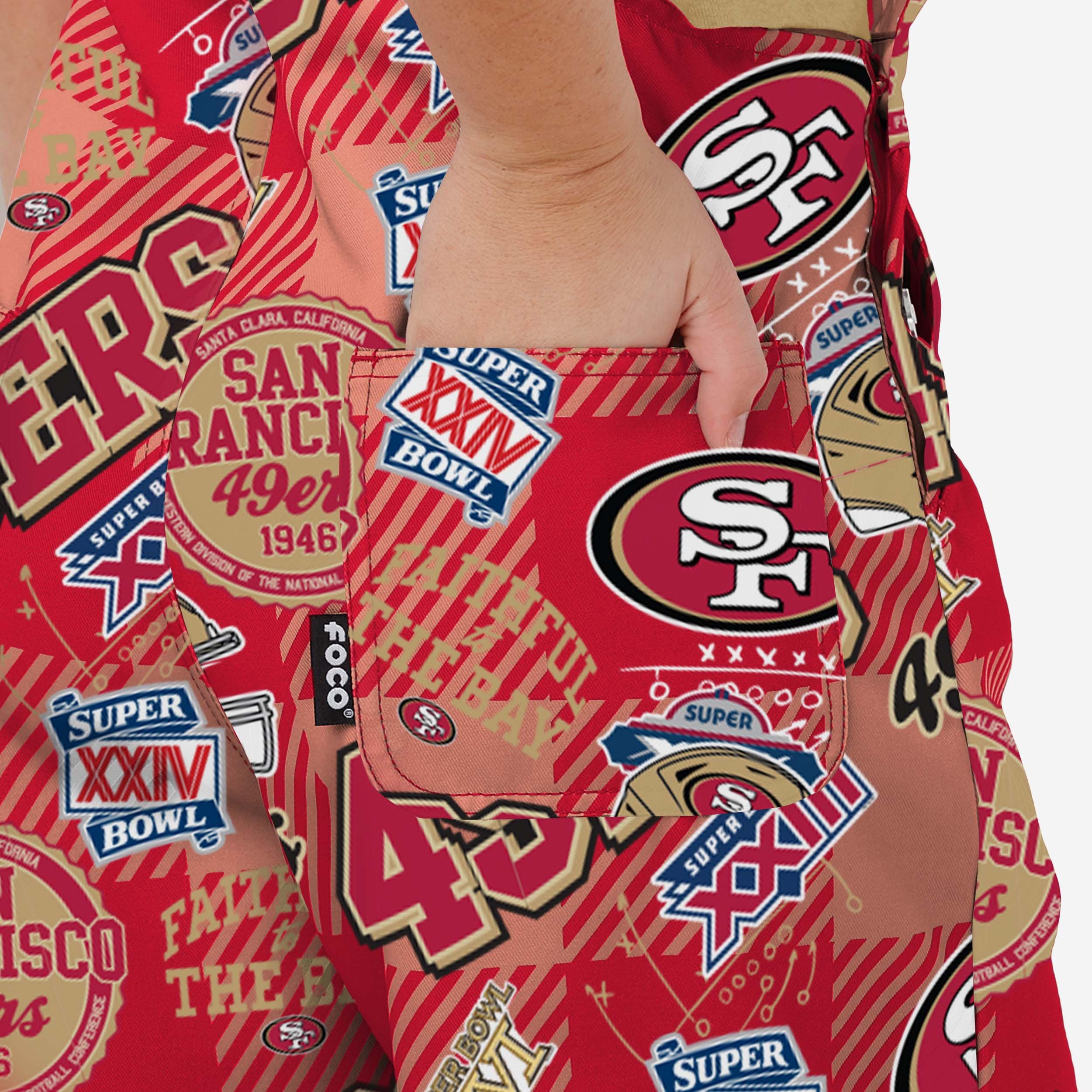 San Francisco 49ers Womens Historic Print Bib Overalls - Image 6