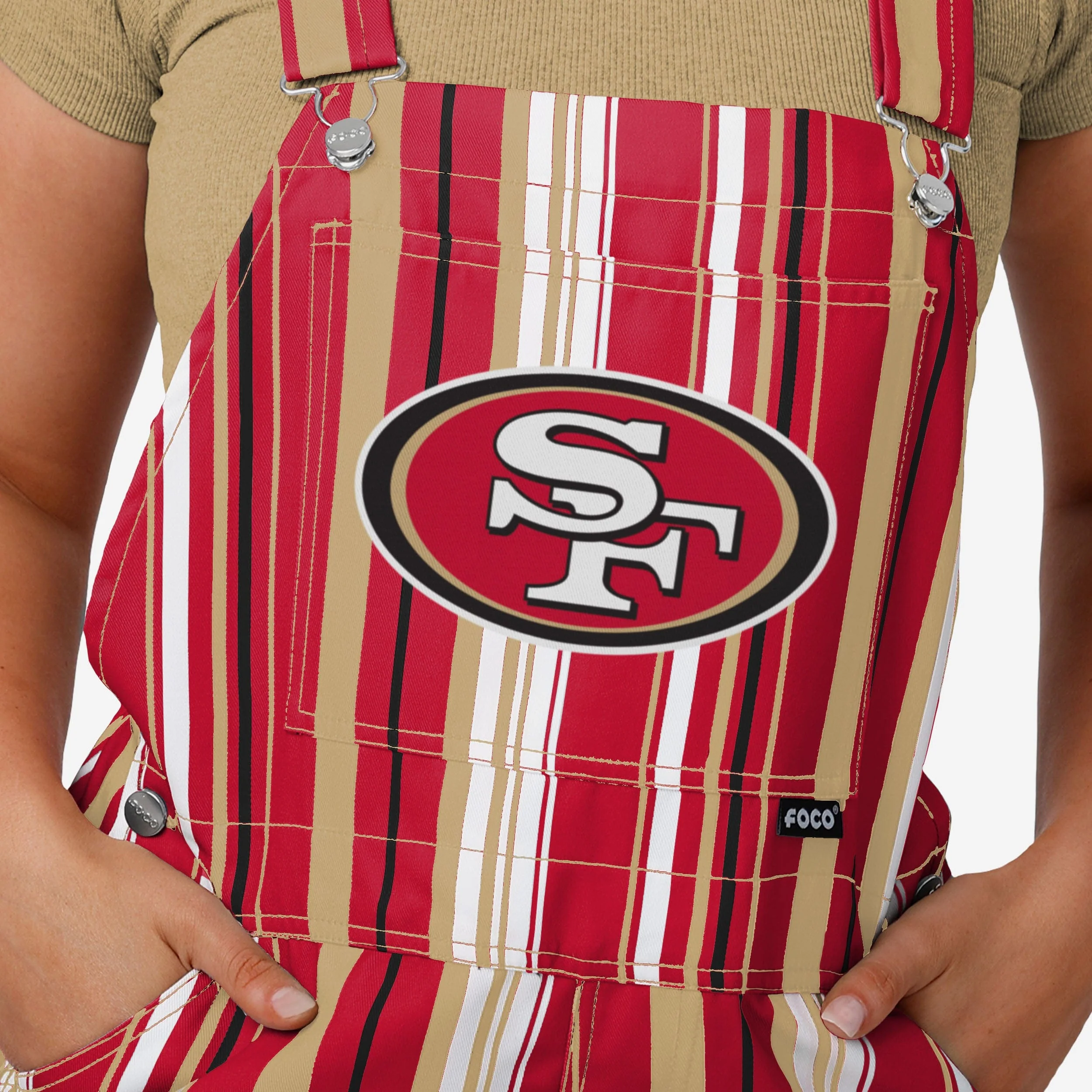 San Francisco 49ers Womens Hyper Stripe Bib Overalls - Image 4